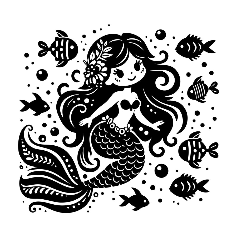 Whimsical Mermaid SVG design for Cricut, Silhouette, laser cutting, vinyl, sublimation, and craft projects.