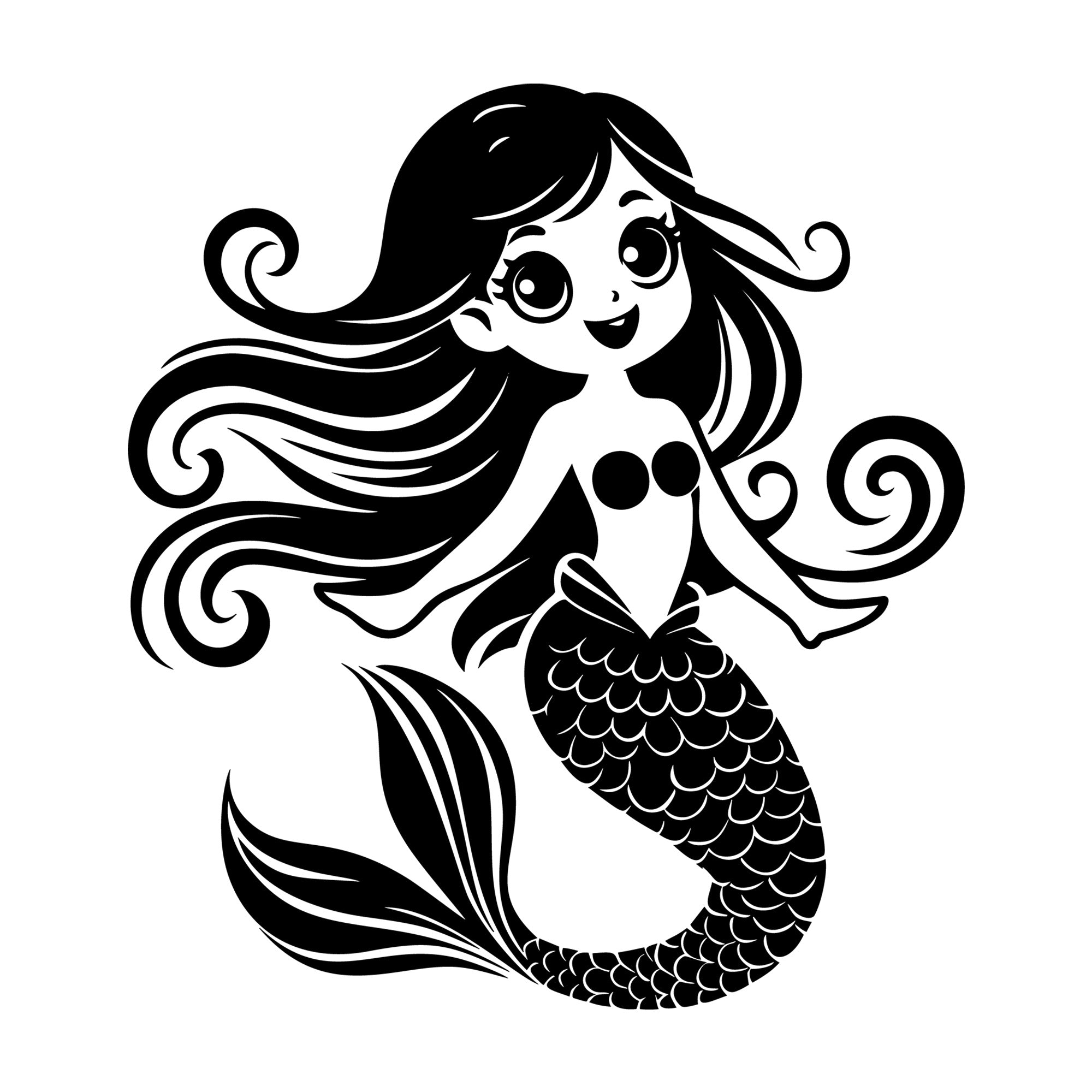 Whimsical Mermaid SVG design for Cricut, Silhouette, laser cutting, vinyl, sublimation, and craft projects.