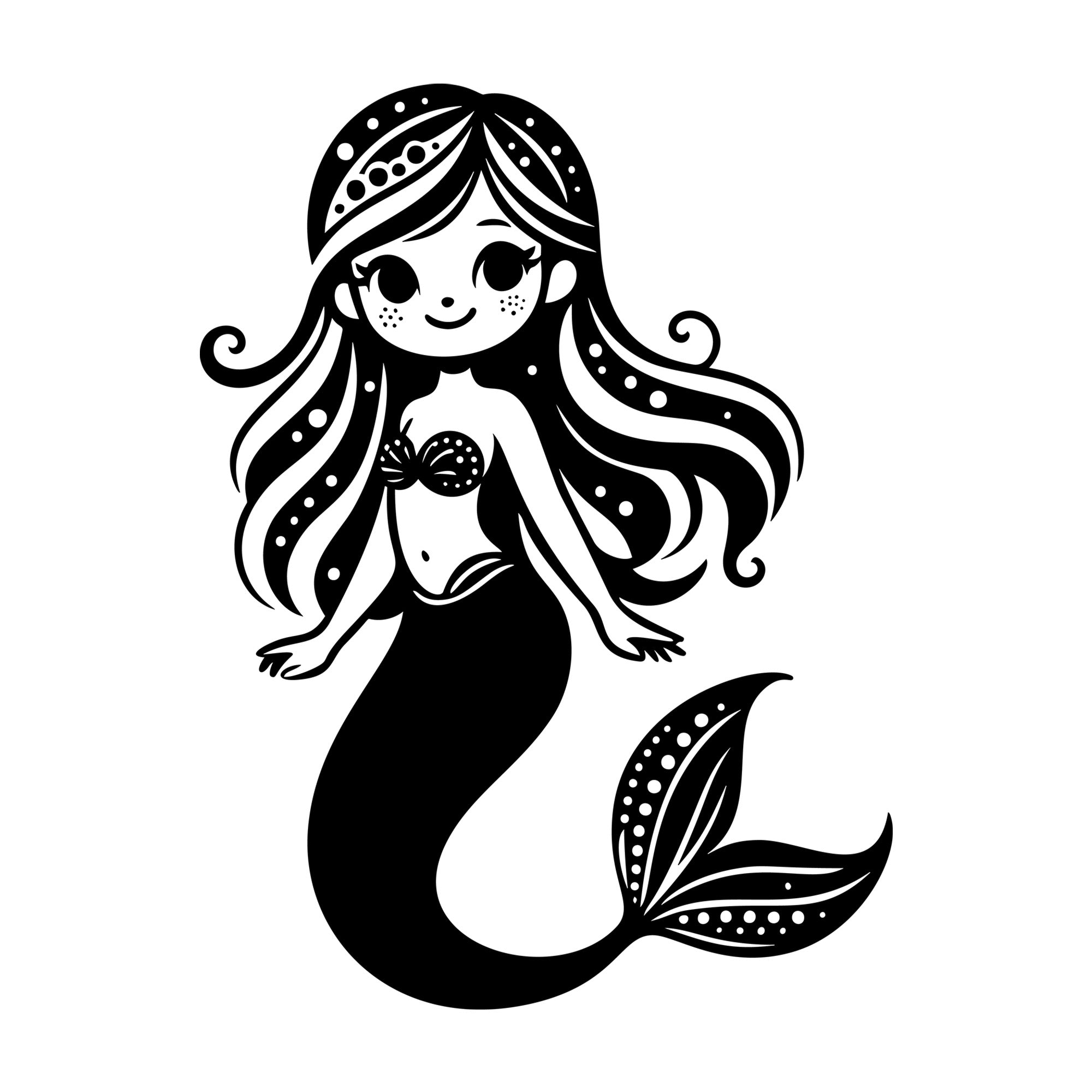 Whimsical Mermaid SVG design for Cricut, Silhouette, laser cutting, vinyl, sublimation, and craft projects.