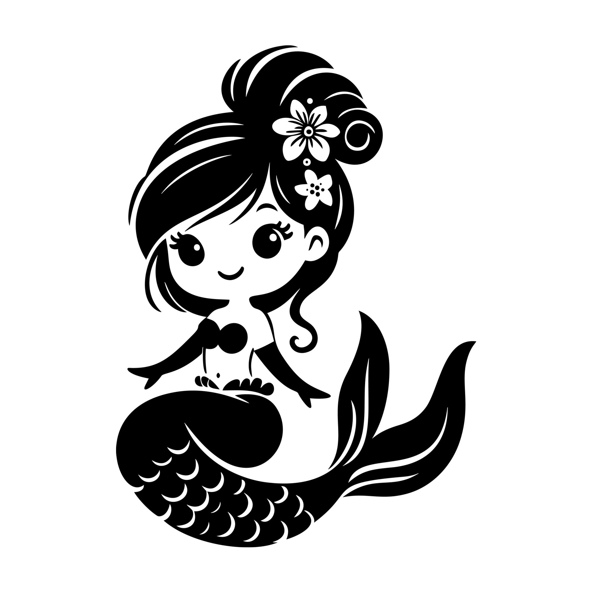 Whimsical Mermaid SVG design for Cricut, Silhouette, laser cutting, vinyl, sublimation, and craft projects.