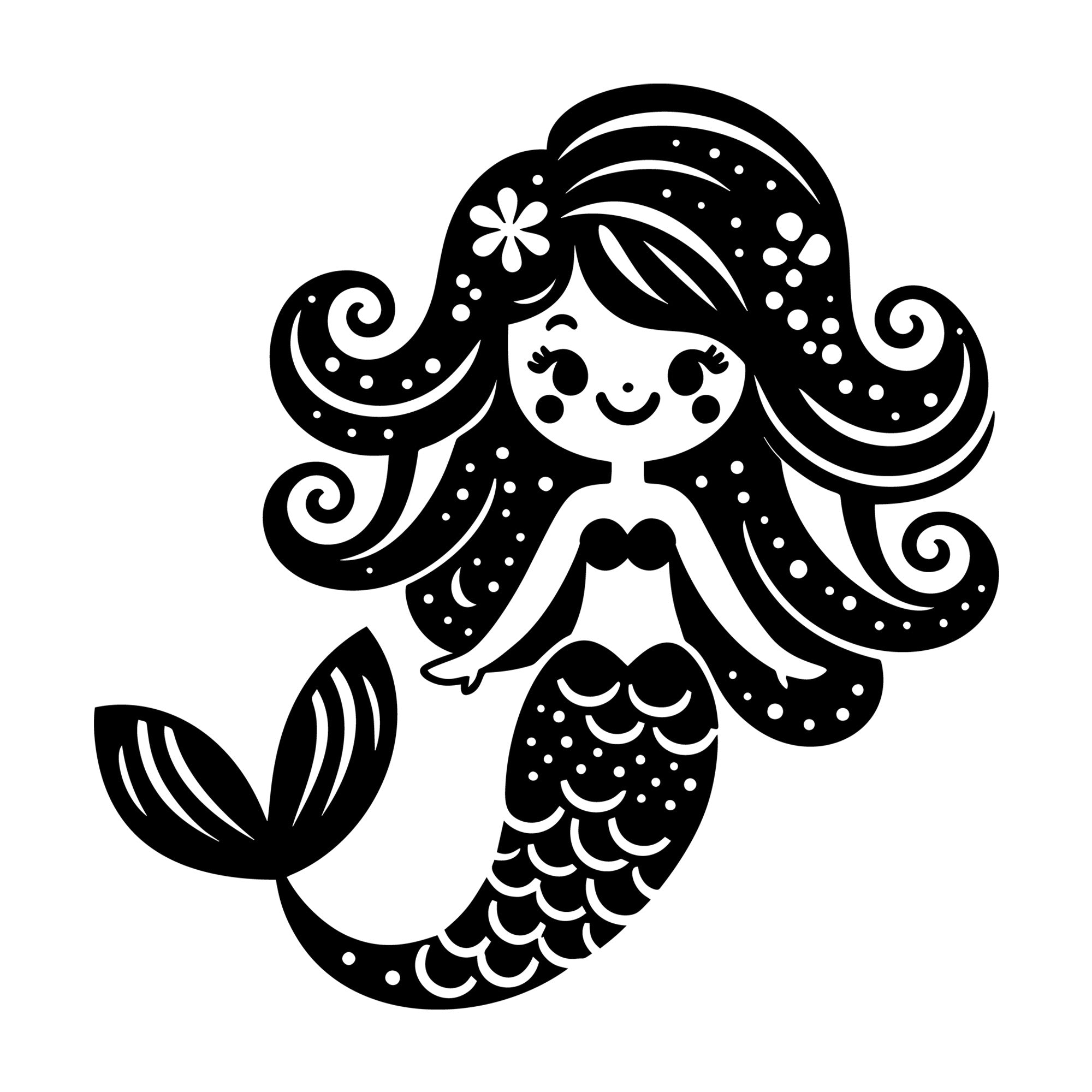 Whimsical Mermaid SVG design for Cricut, Silhouette, laser cutting, vinyl, sublimation, and craft projects.
