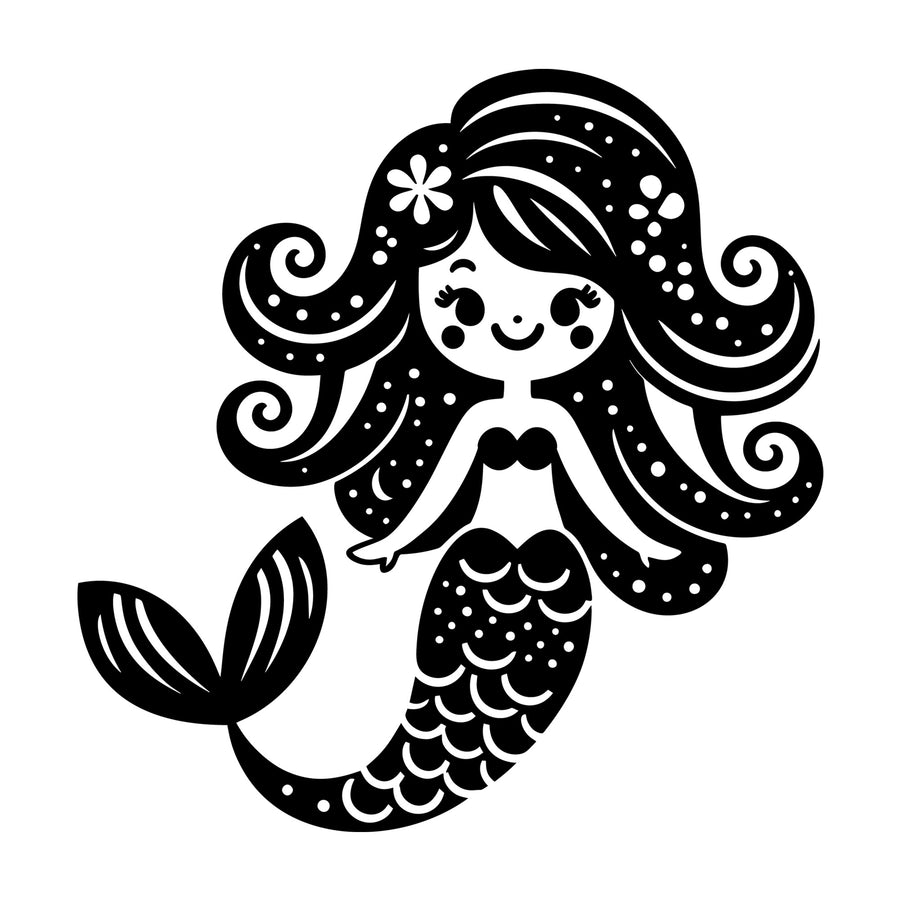 Whimsical Mermaid SVG design for Cricut, Silhouette, laser cutting, vinyl, sublimation, and craft projects.