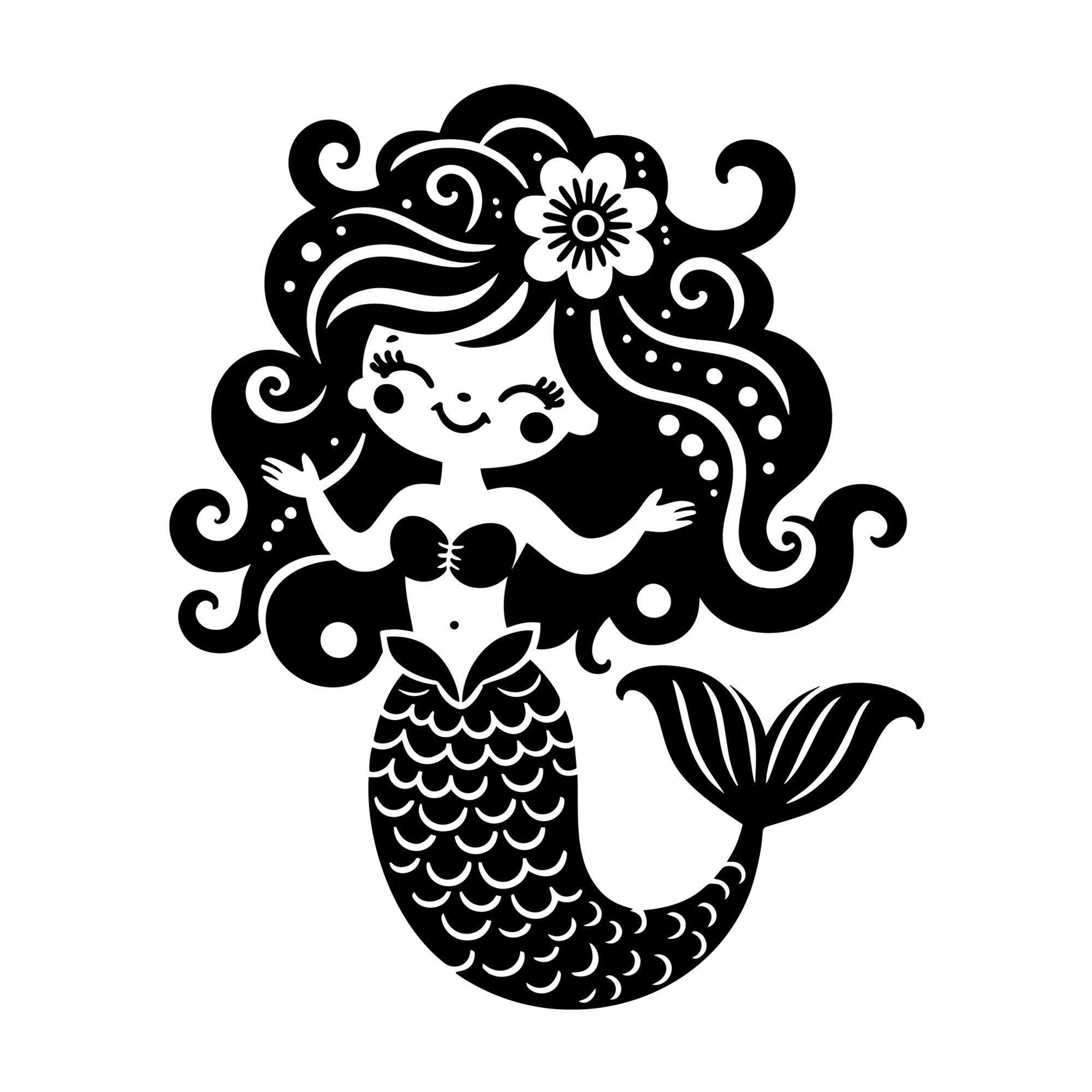 Whimsical Mermaid SVG design for Cricut, Silhouette, laser cutting, vinyl, sublimation, and craft projects.