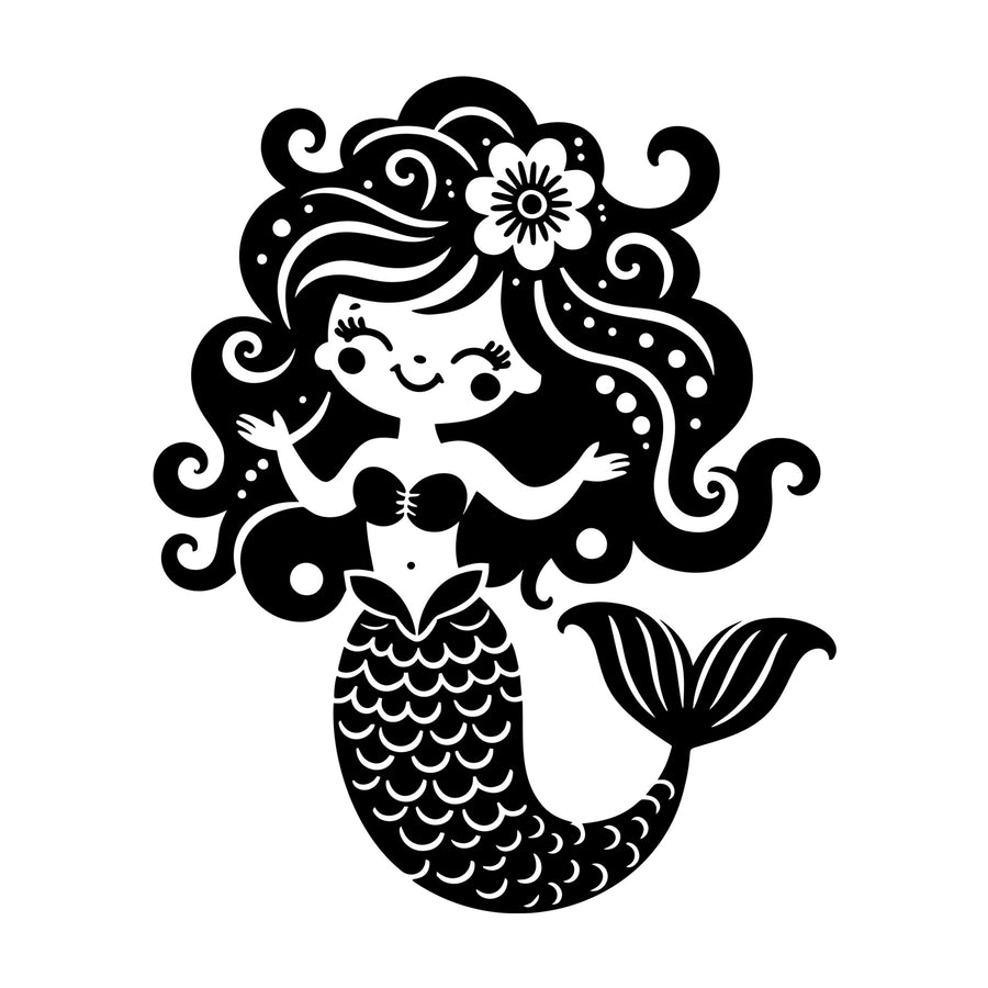 Whimsical Mermaid SVG design for Cricut, Silhouette, laser cutting, vinyl, sublimation, and craft projects.