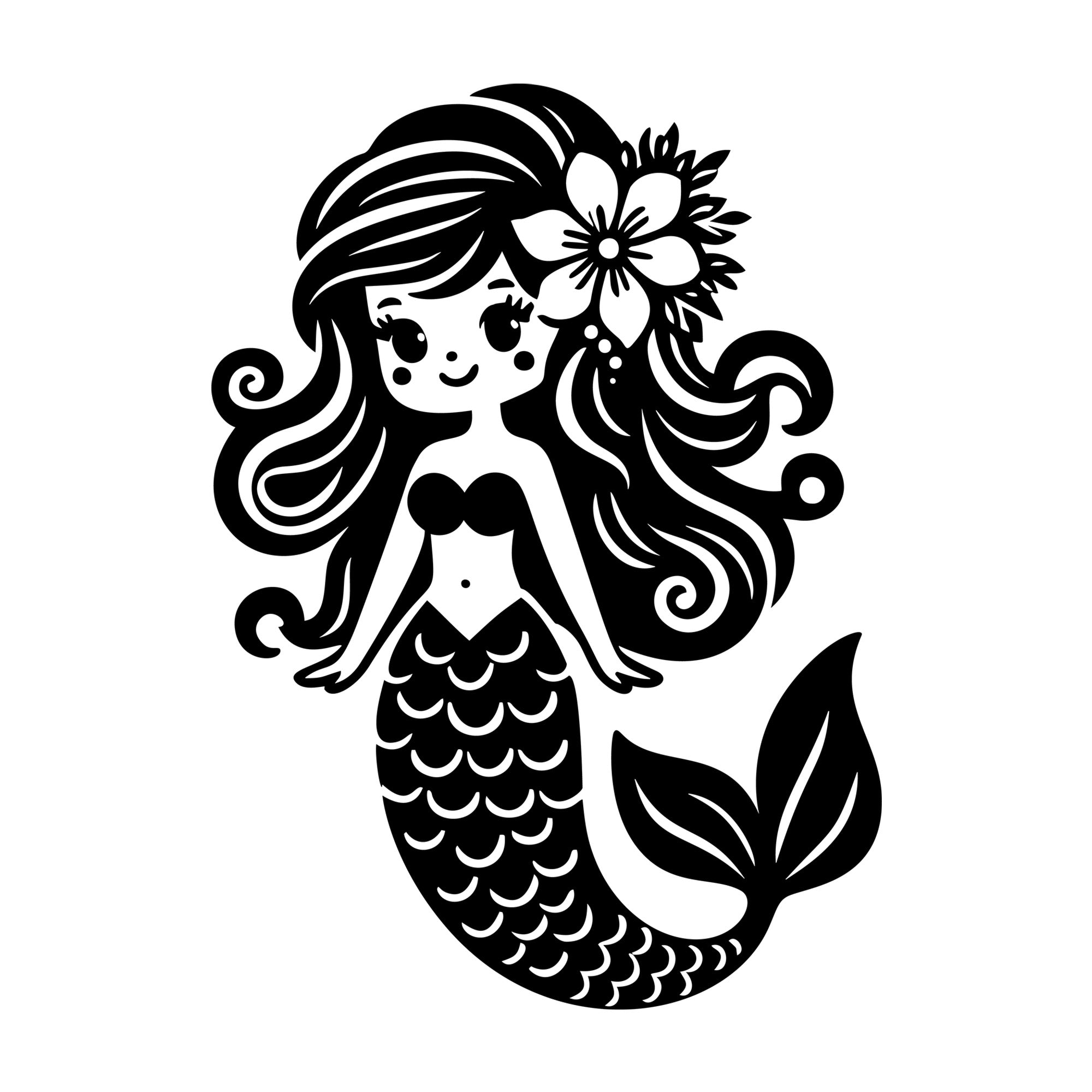 Whimsical Mermaid SVG design for Cricut, Silhouette, laser cutting, vinyl, sublimation, and craft projects.