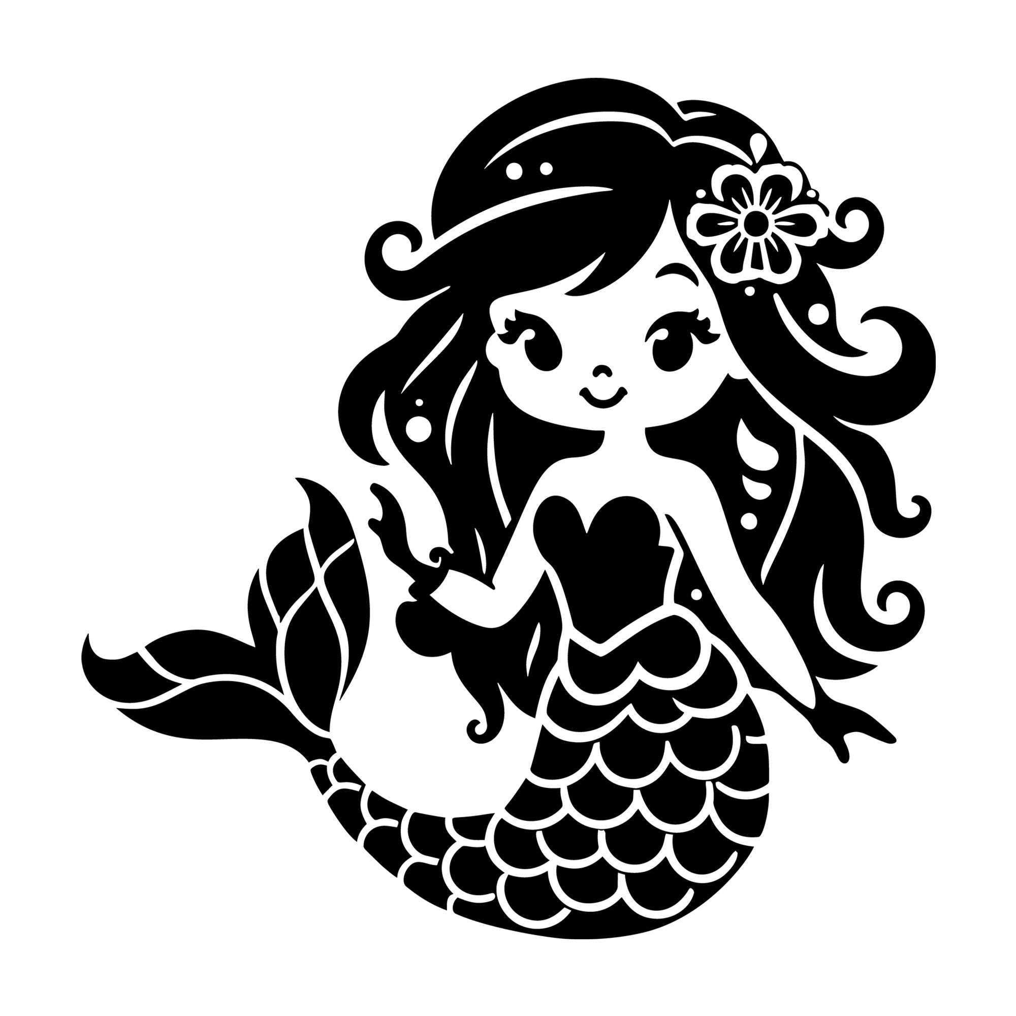 Whimsical Mermaid SVG design for Cricut, Silhouette, laser cutting, vinyl, sublimation, and craft projects.