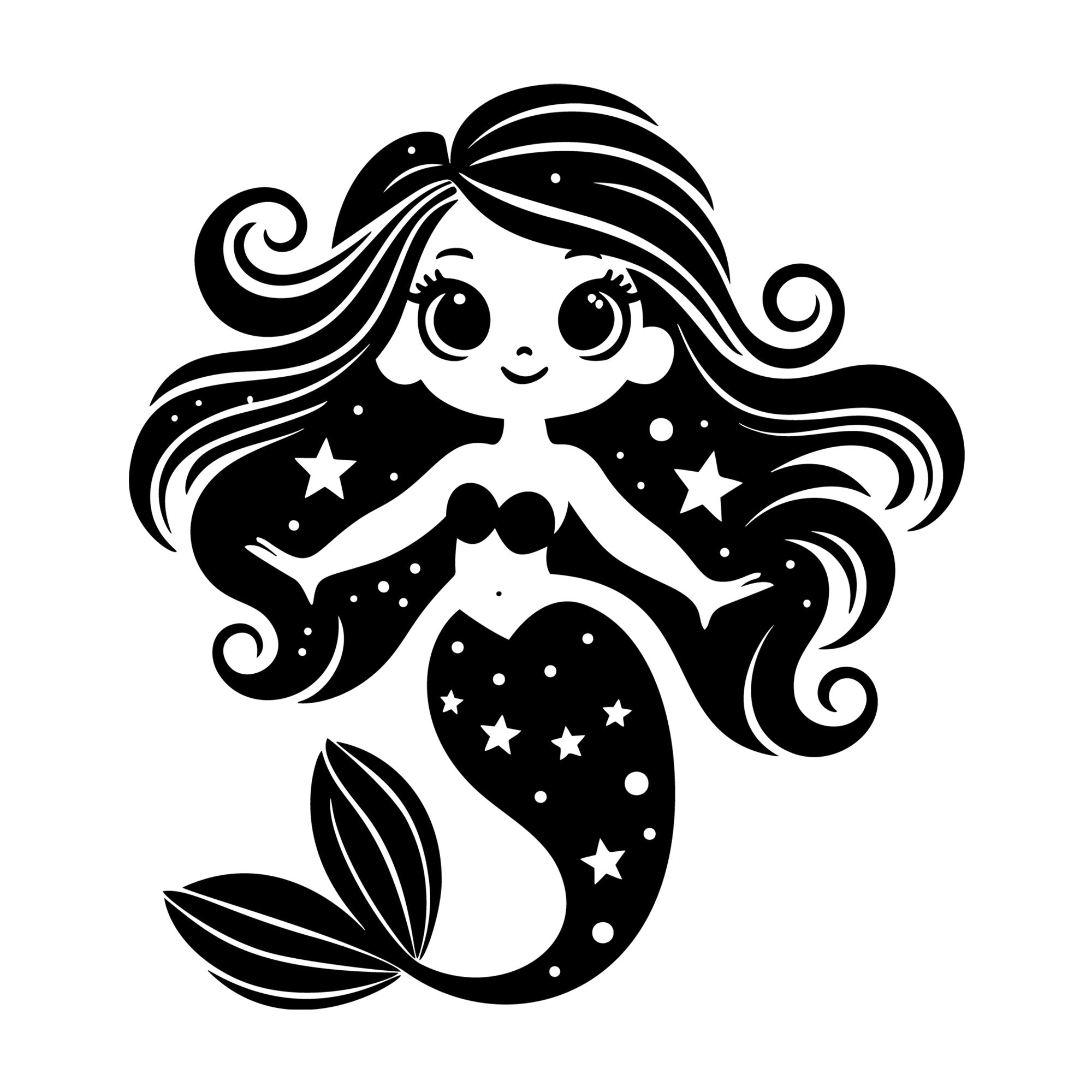Whimsical Mermaid SVG design for Cricut, Silhouette, laser cutting, vinyl, sublimation, and craft projects.