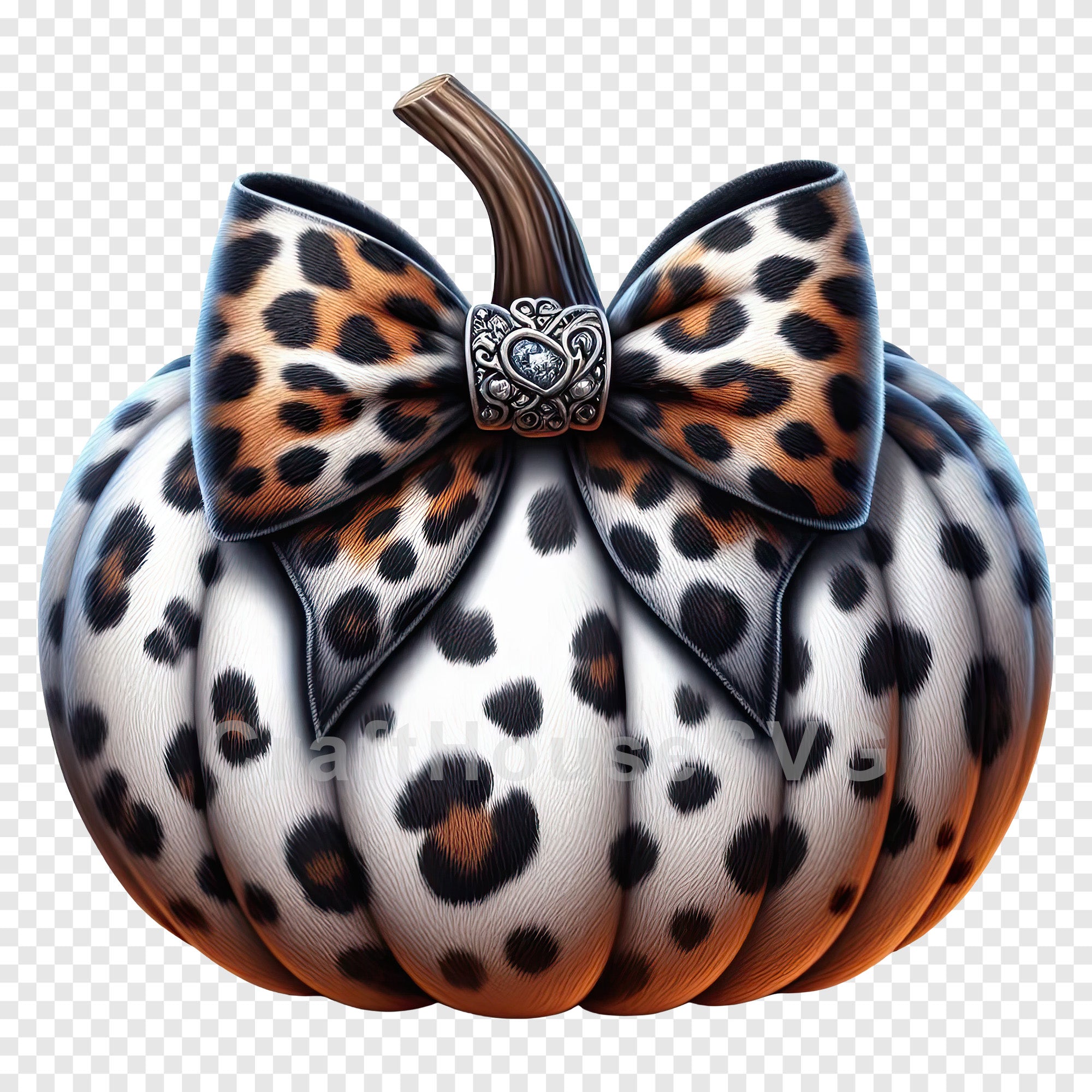 White Coquette Leopard Pumpkin PNG Clip Art Sublimation