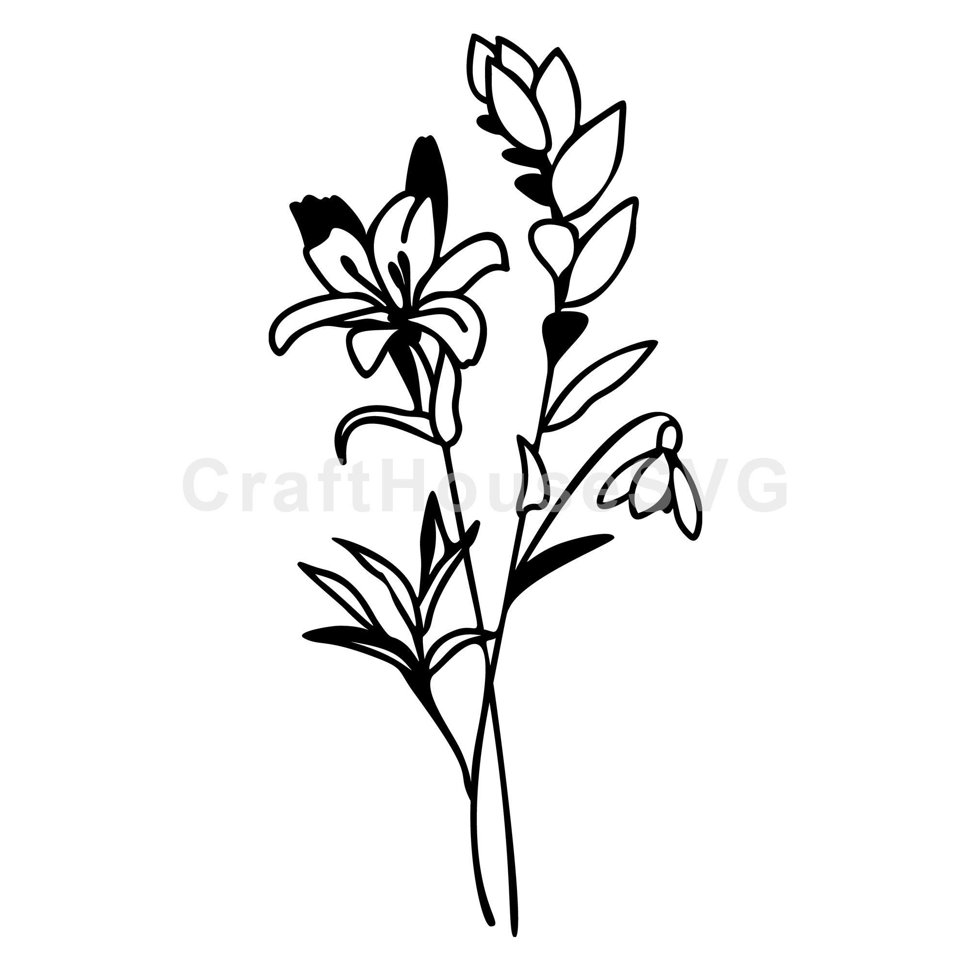 Lily and Buds Wildflowers SVG