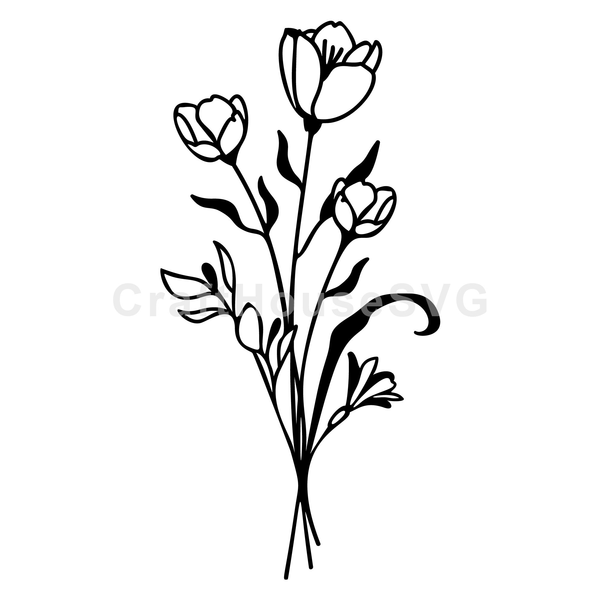 Tulip Cluster Wildflowers SVG