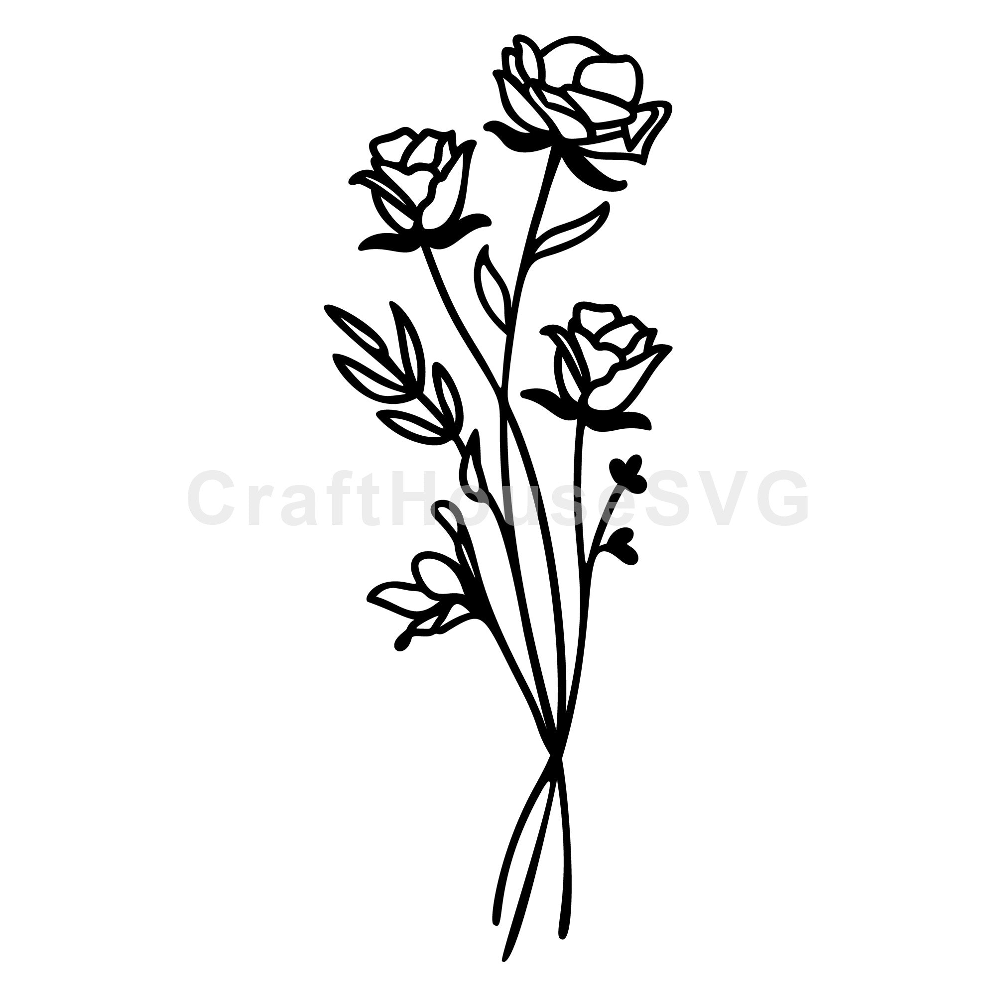 Rose Bouquet Wildflowers SVG