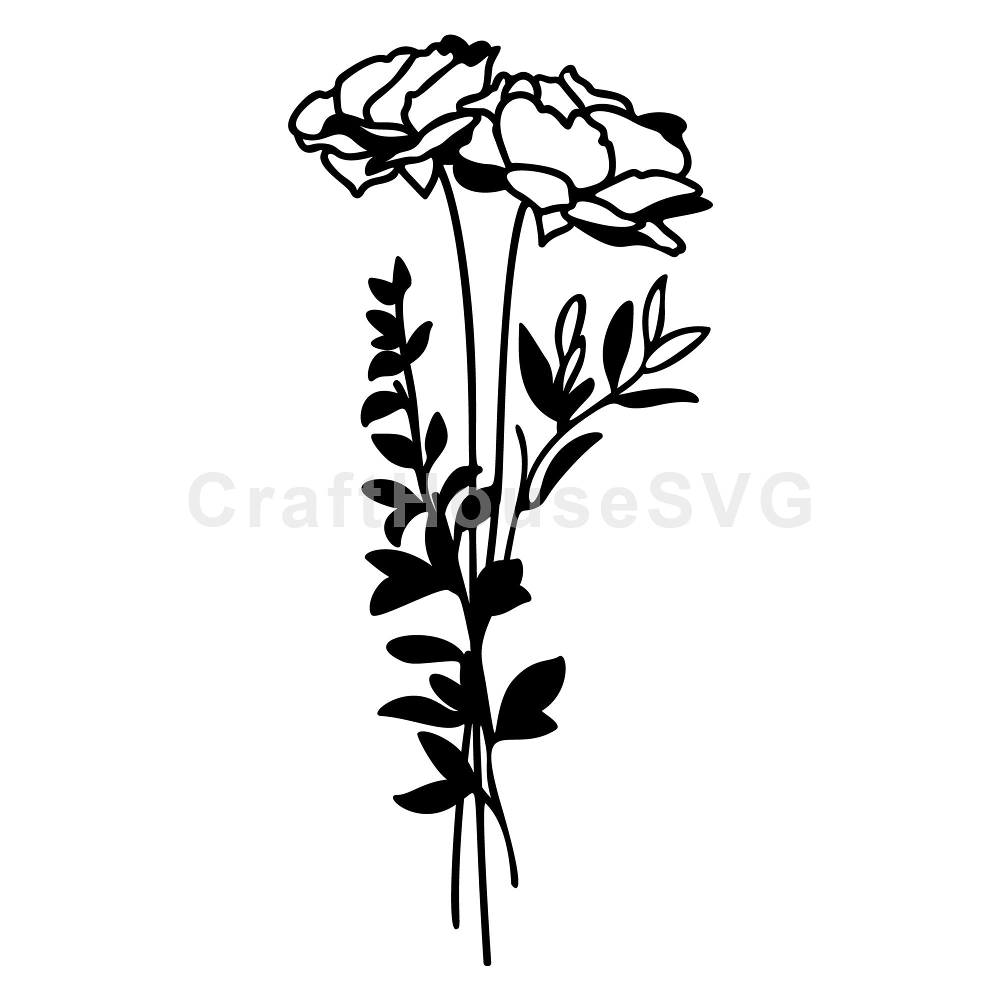 Double Peony Wildflowers SVG