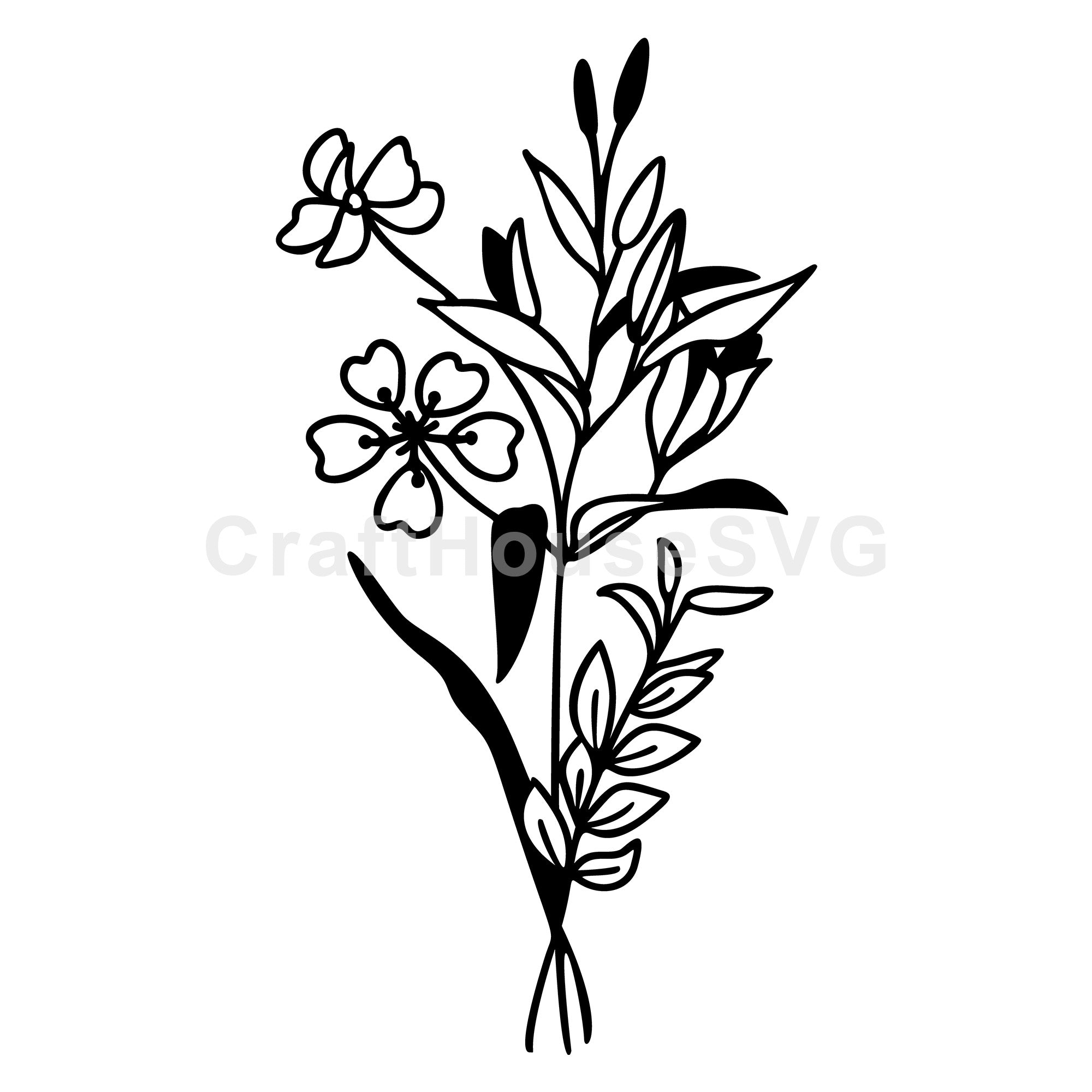 Delicate Floral Bouquet Wildflowers SVG