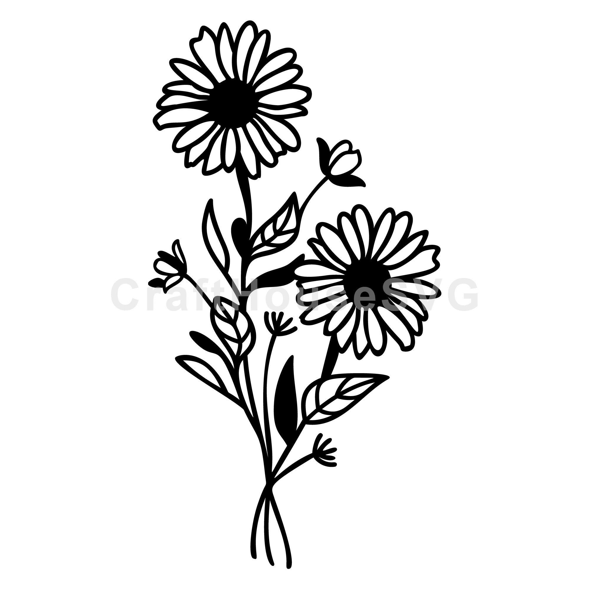 Bold Daisy Cluster Wildflowers SVG