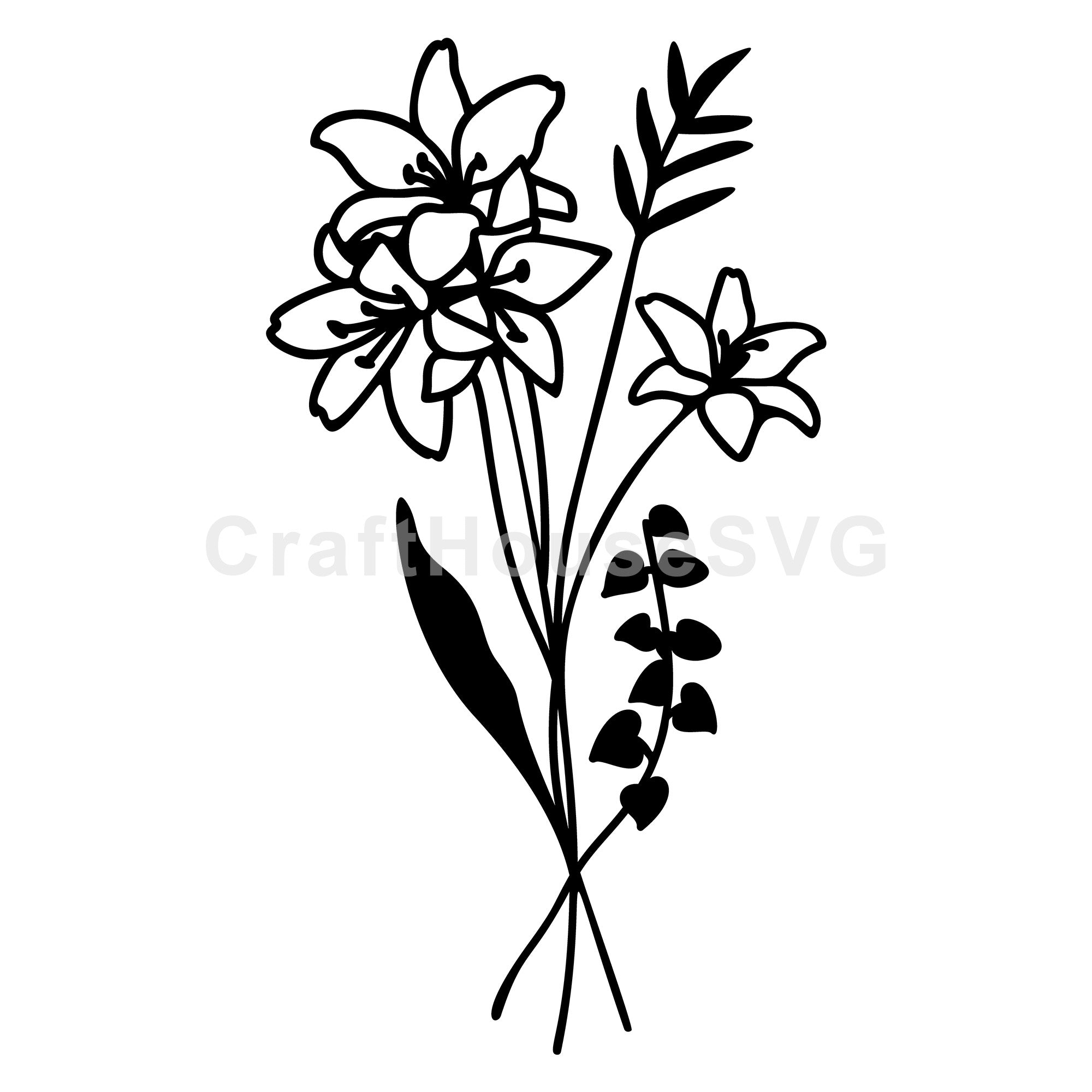 Graceful Lily Bouquet SVG