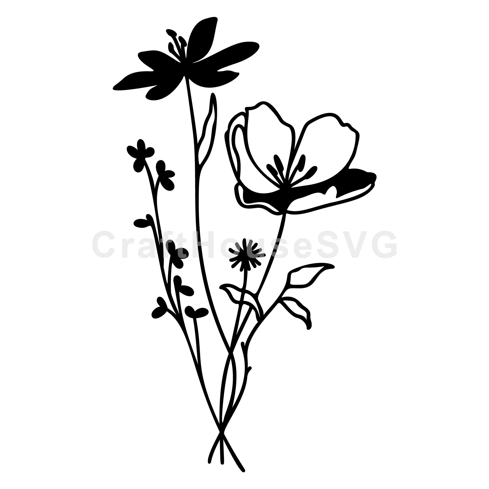 Rustic Wildflower Trio SVG