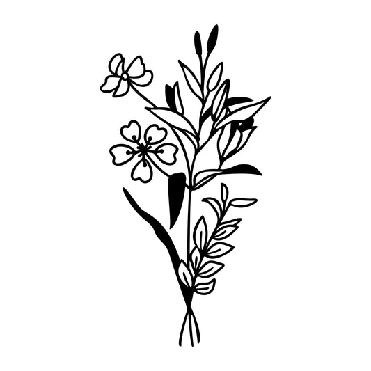 Wildflower Bouquet SVG design for Cricut, Silhouette, laser cutting, vinyl, sublimation, floral crafts, and DIY projects.
