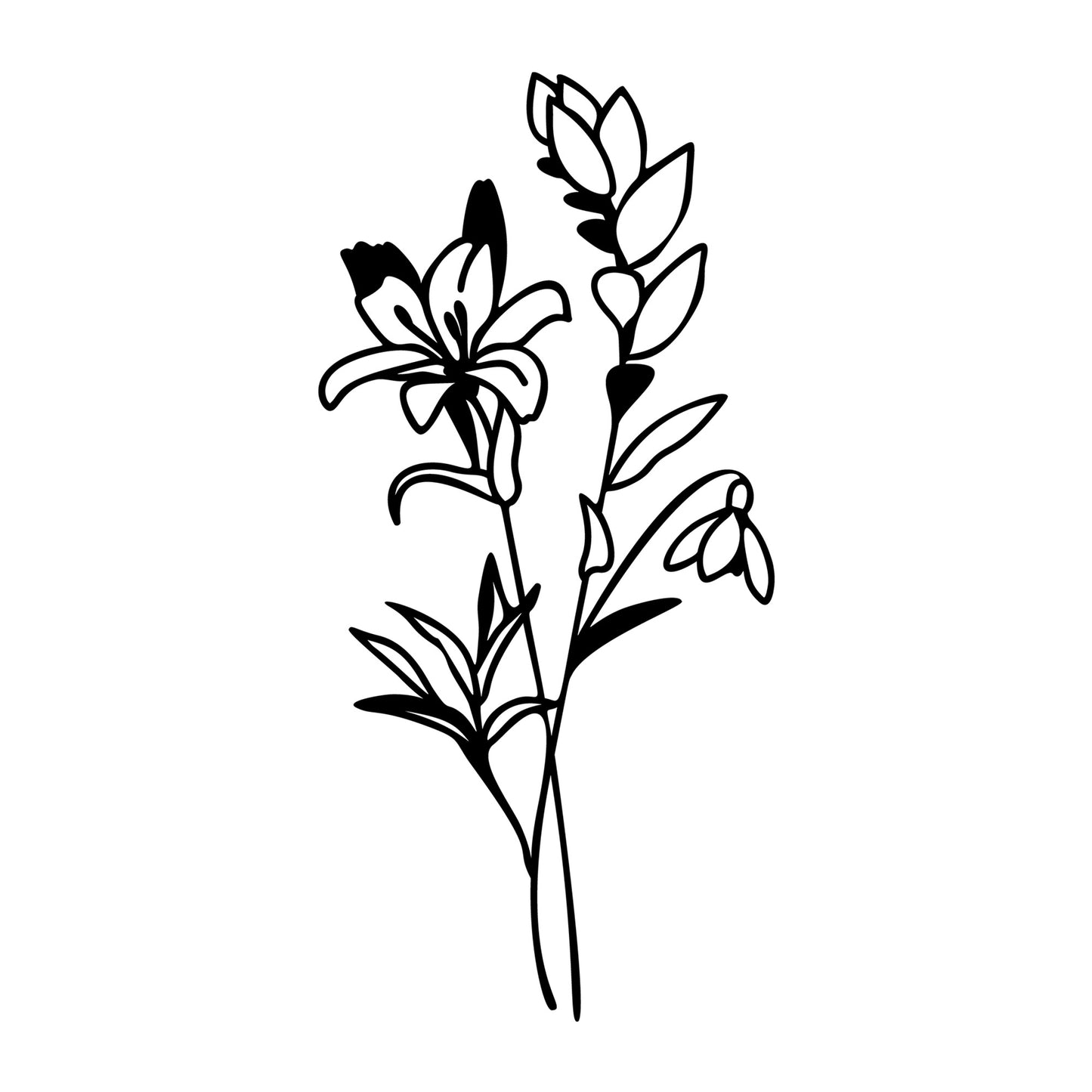 Wildflower Bouquet SVG design for Cricut, Silhouette, laser cutting, vinyl, sublimation, floral crafts, and DIY projects.