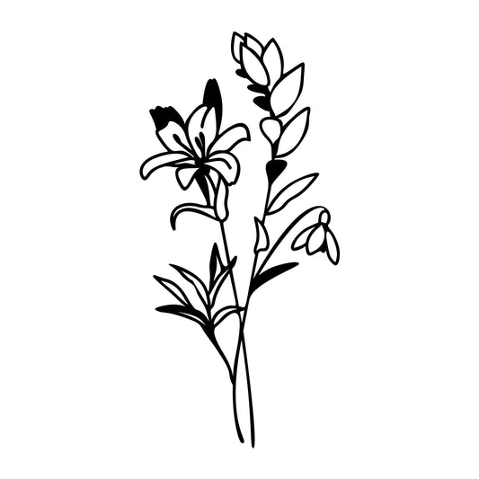 Wildflower Bouquet SVG design for Cricut, Silhouette, laser cutting, vinyl, sublimation, floral crafts, and DIY projects.