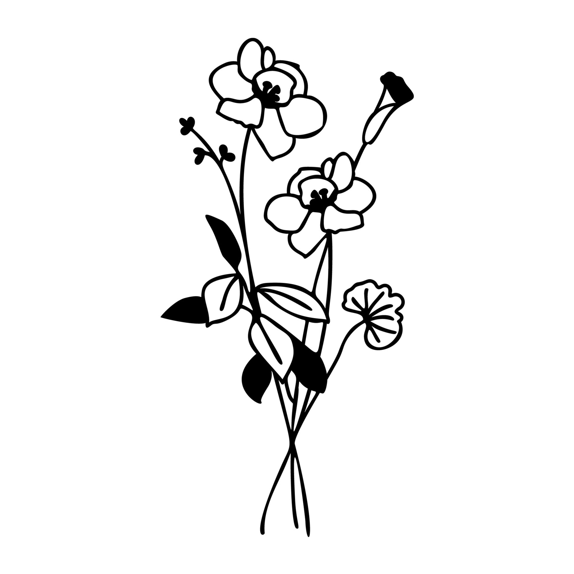 Wildflower Bouquet SVG design for Cricut, Silhouette, laser cutting, vinyl, sublimation, floral crafts, and DIY projects.