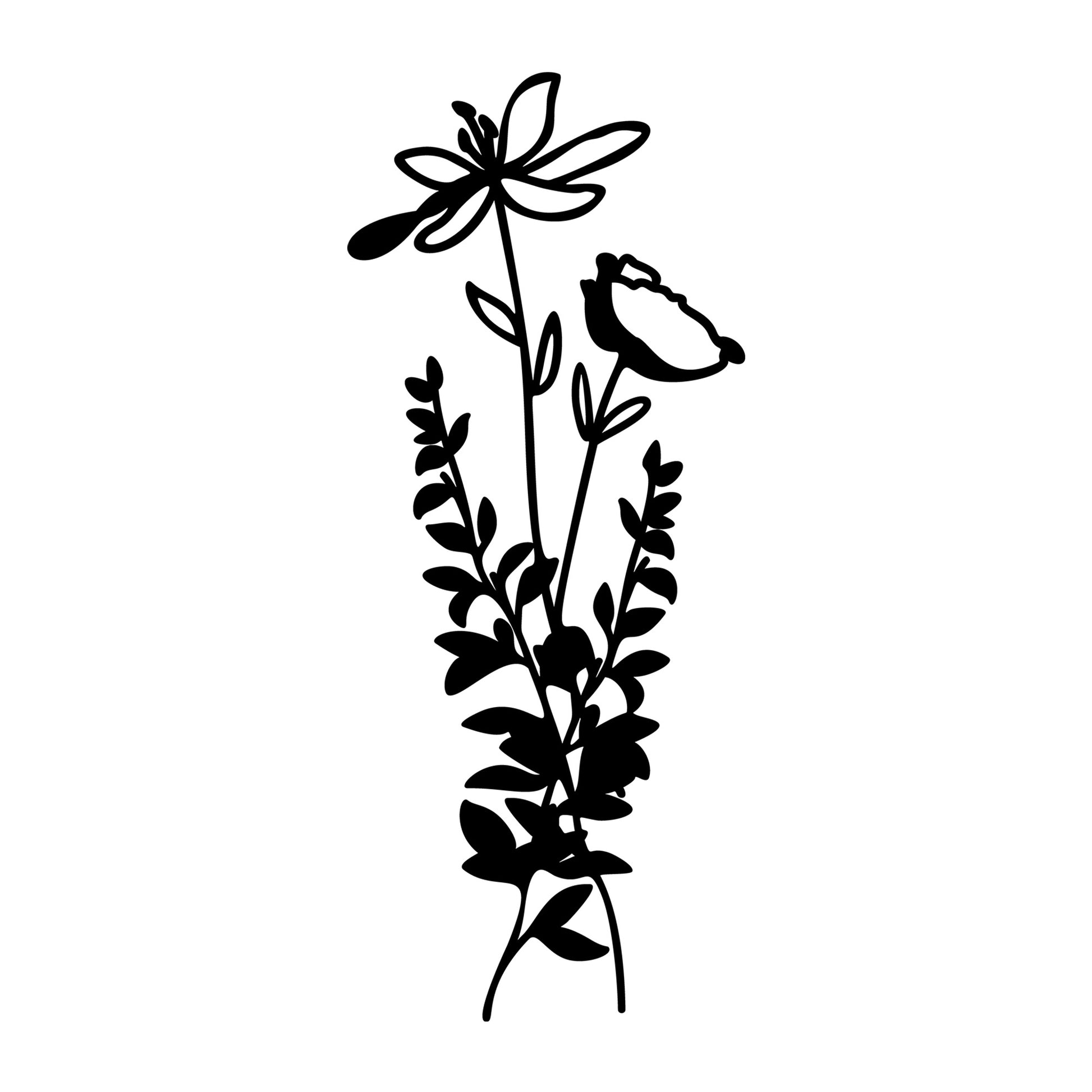 Wildflower Bouquet SVG design for Cricut, Silhouette, laser cutting, vinyl, sublimation, floral crafts, and DIY projects.
