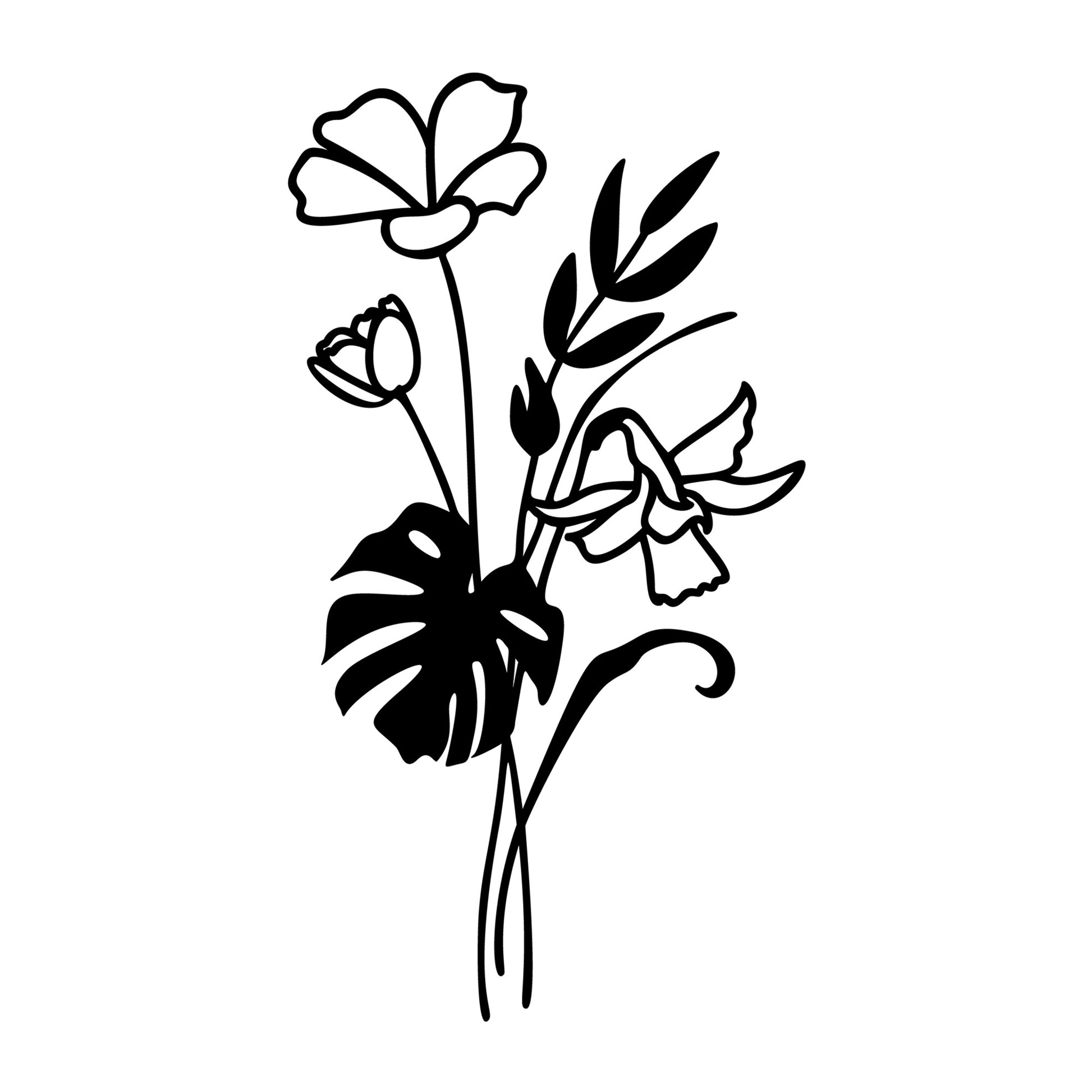 Wildflower Bouquet SVG design for Cricut, Silhouette, laser cutting, vinyl, sublimation, floral crafts, and DIY projects.