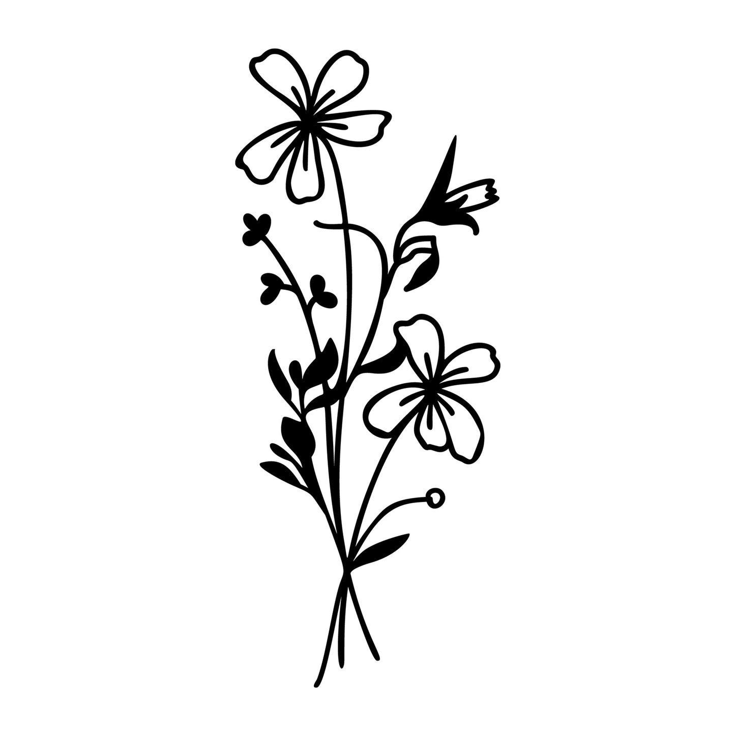 Wildflower Bouquet SVG design for Cricut, Silhouette, laser cutting, vinyl, sublimation, floral crafts, and DIY projects.
