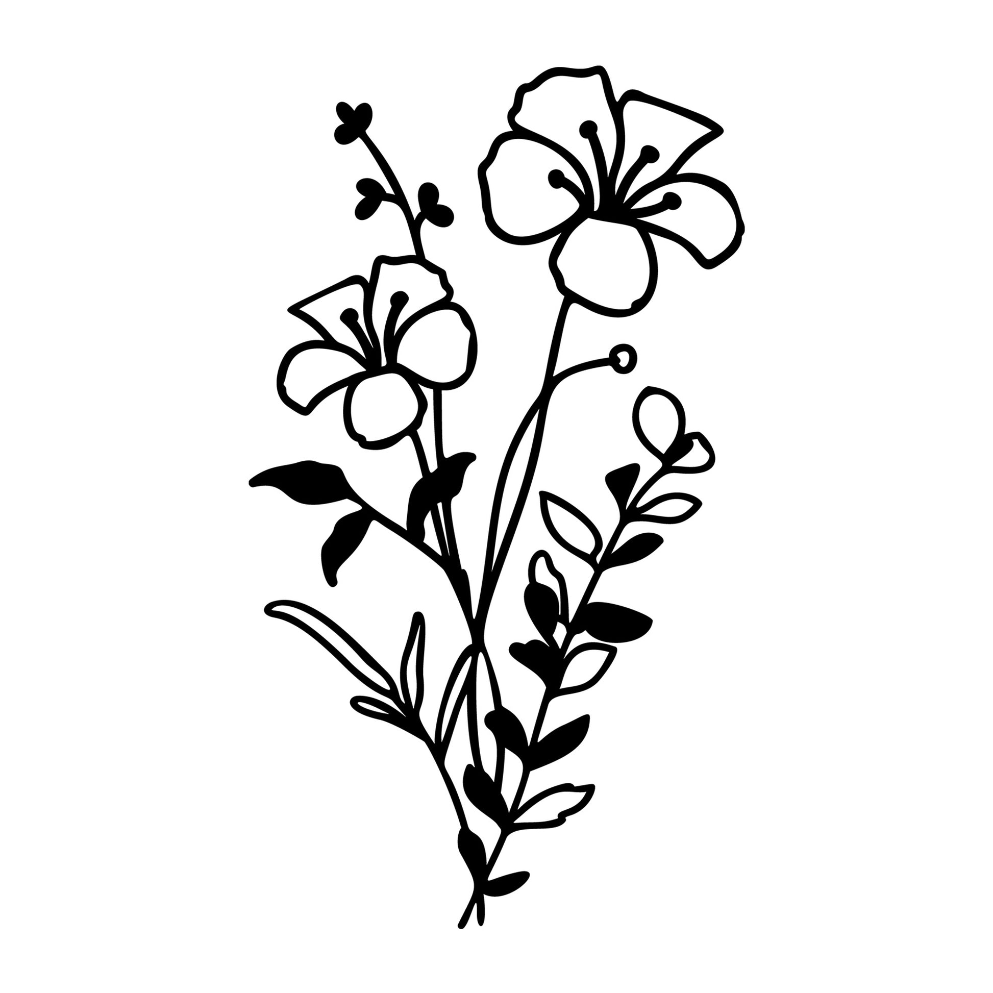 Wildflower Bouquet SVG design for Cricut, Silhouette, laser cutting, vinyl, sublimation, floral crafts, and DIY projects.