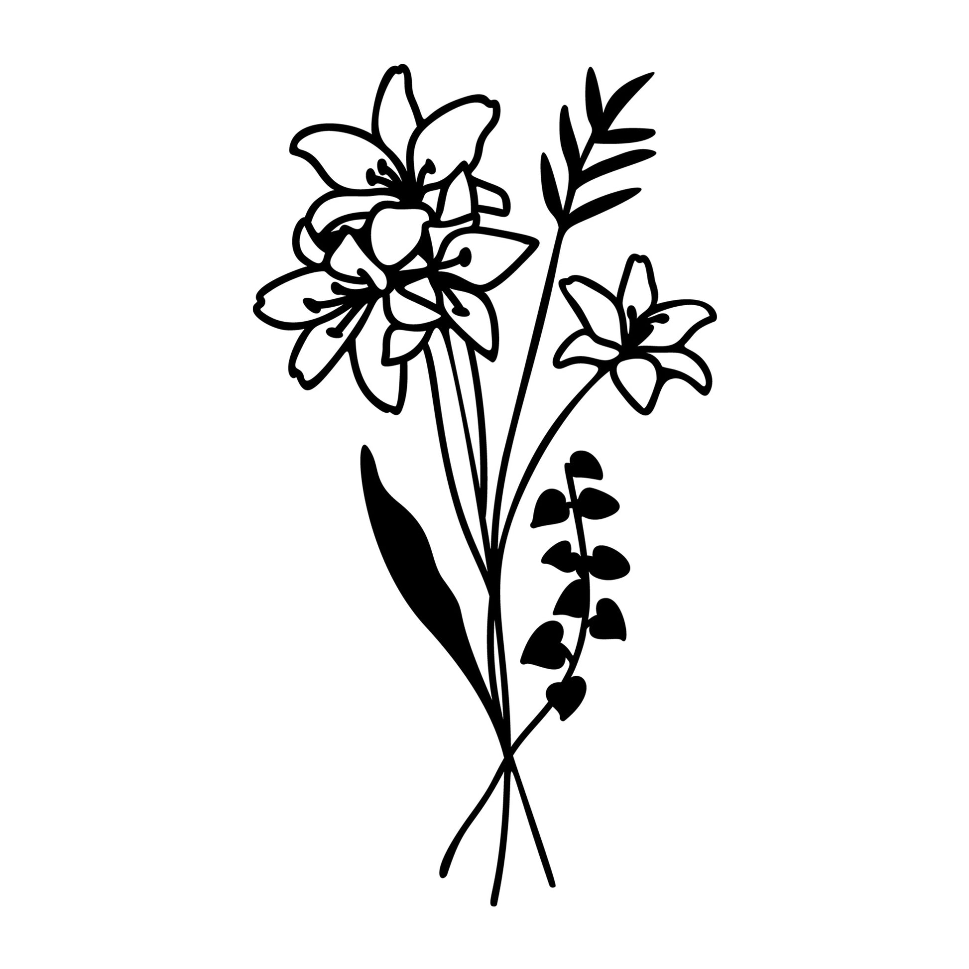 Wildflower Bouquet SVG design for Cricut, Silhouette, laser cutting, vinyl, sublimation, floral crafts, and DIY projects.