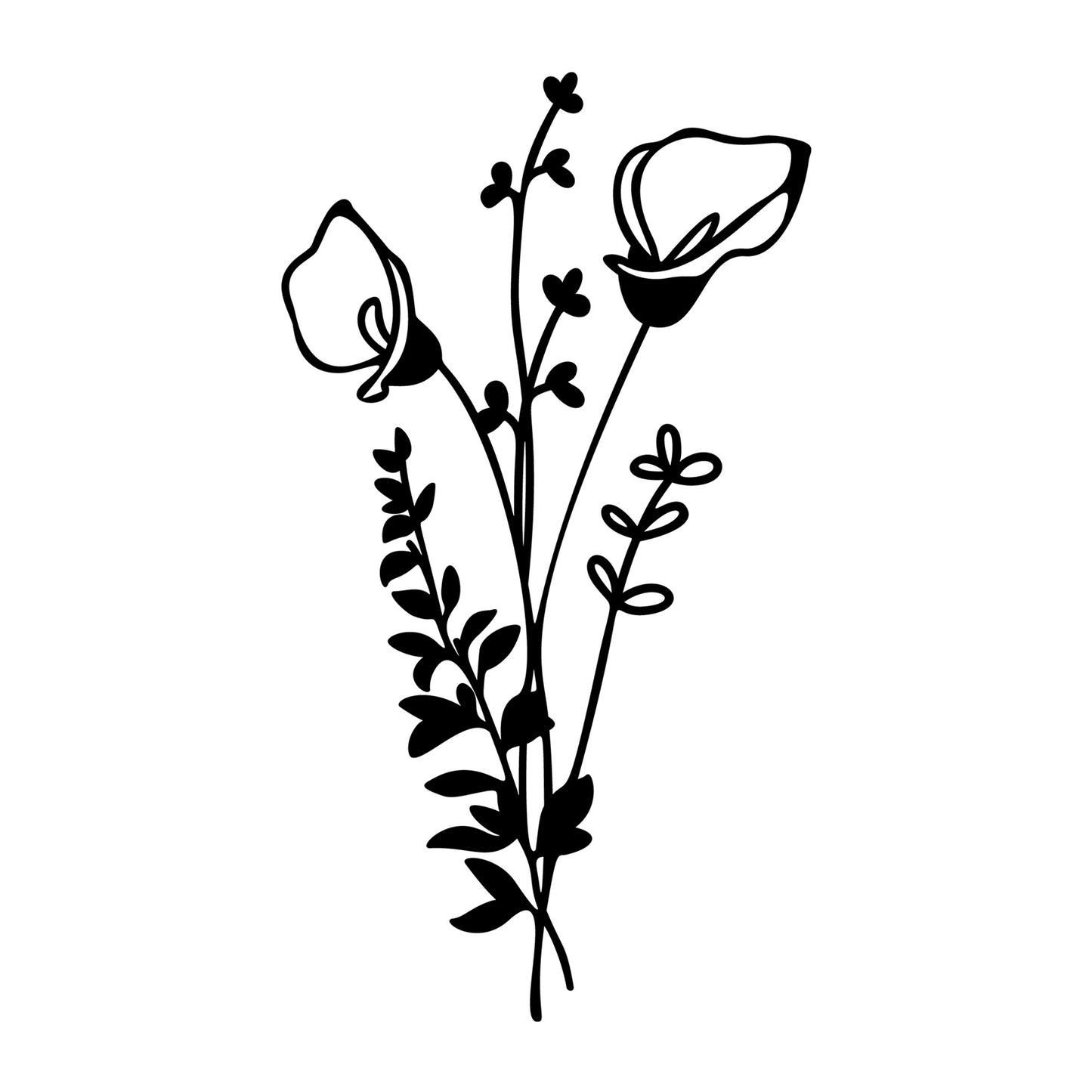 Wildflower Bouquet SVG design for Cricut, Silhouette, laser cutting, vinyl, sublimation, floral crafts, and DIY projects.