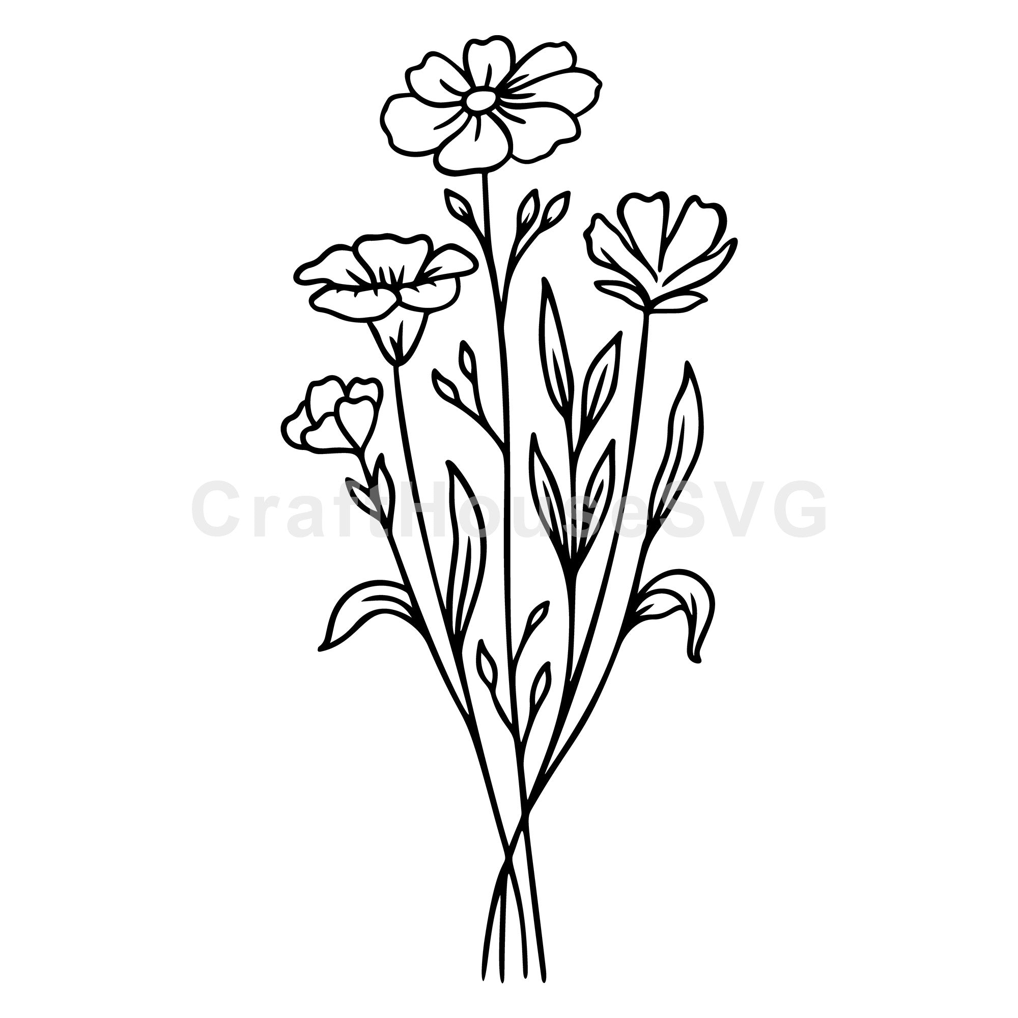 Blooming Meadow Wildflowers SVG