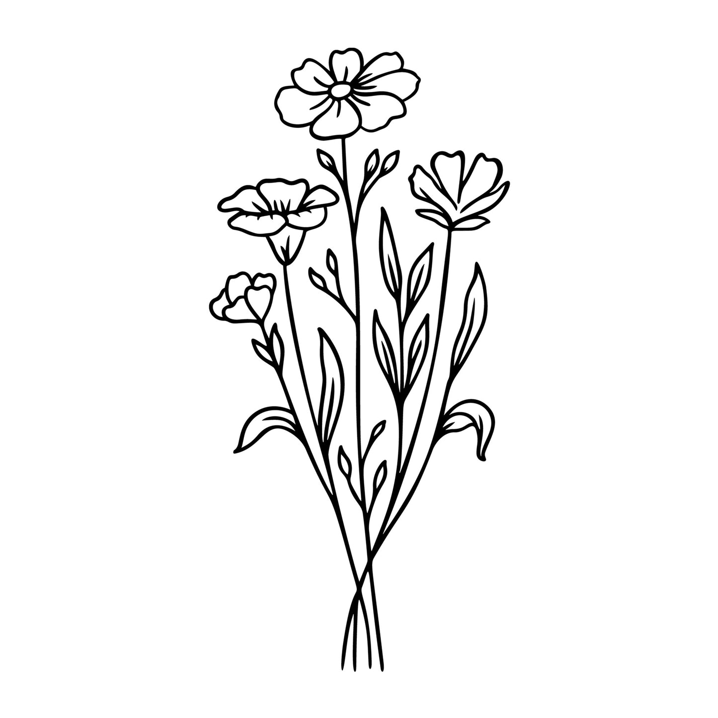 Wildflowers SVG design for Cricut, Silhouette, laser cutting, vinyl, sublimation, floral crafts, and DIY projects.