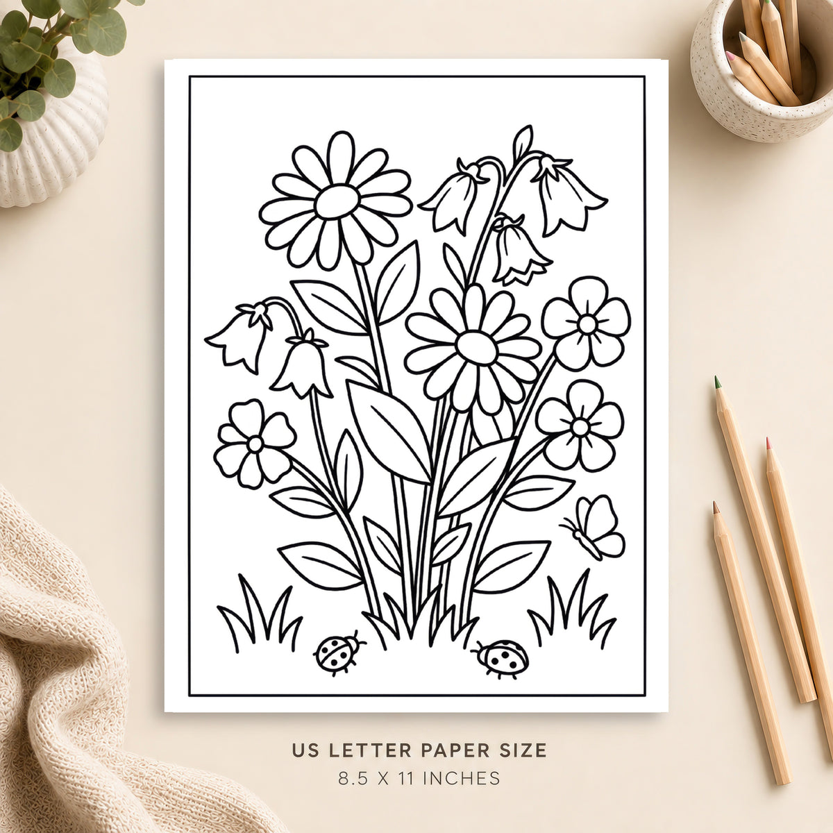 Wildflowers Coloring Page 1