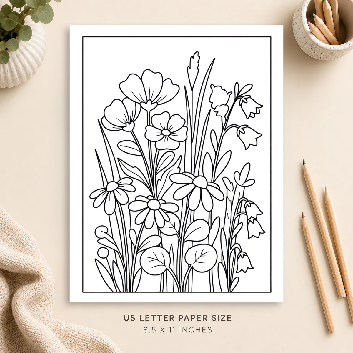 Wildflowers Coloring Page 3