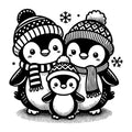 Winter Penguin Family in Hats and Scarves SVG design for Cricut, Silhouette, laser cutting, vinyl, sublimation, and craft projects.