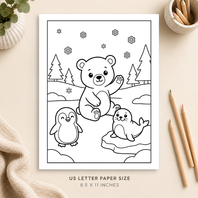 Winter Animals Coloring Page 1