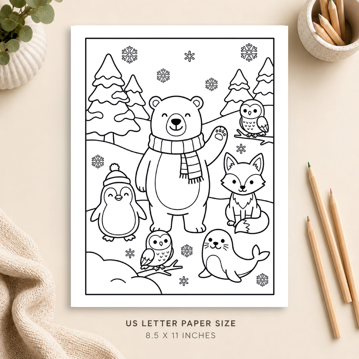Winter Animals Coloring Page 3