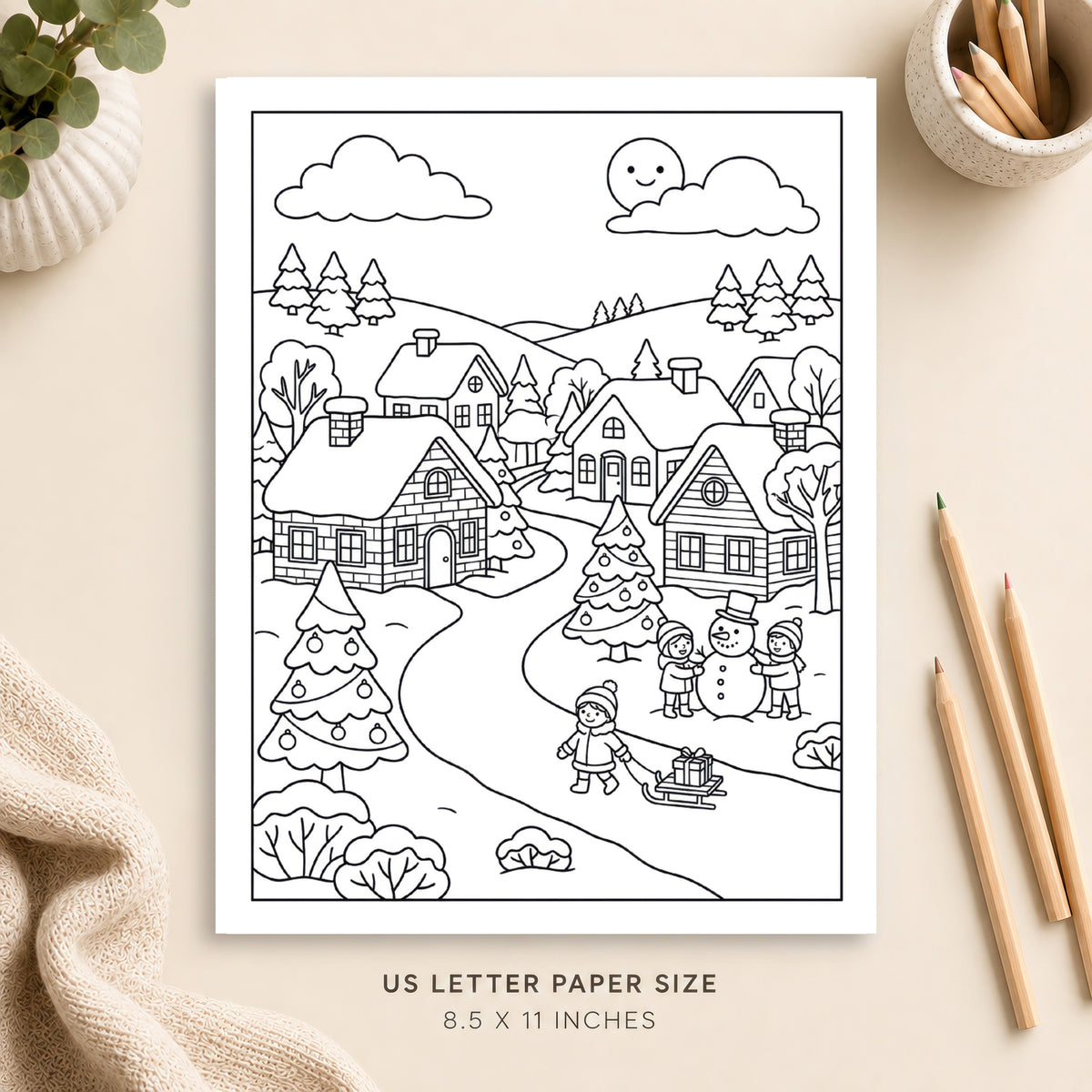 Winter Village Coloring Page 5