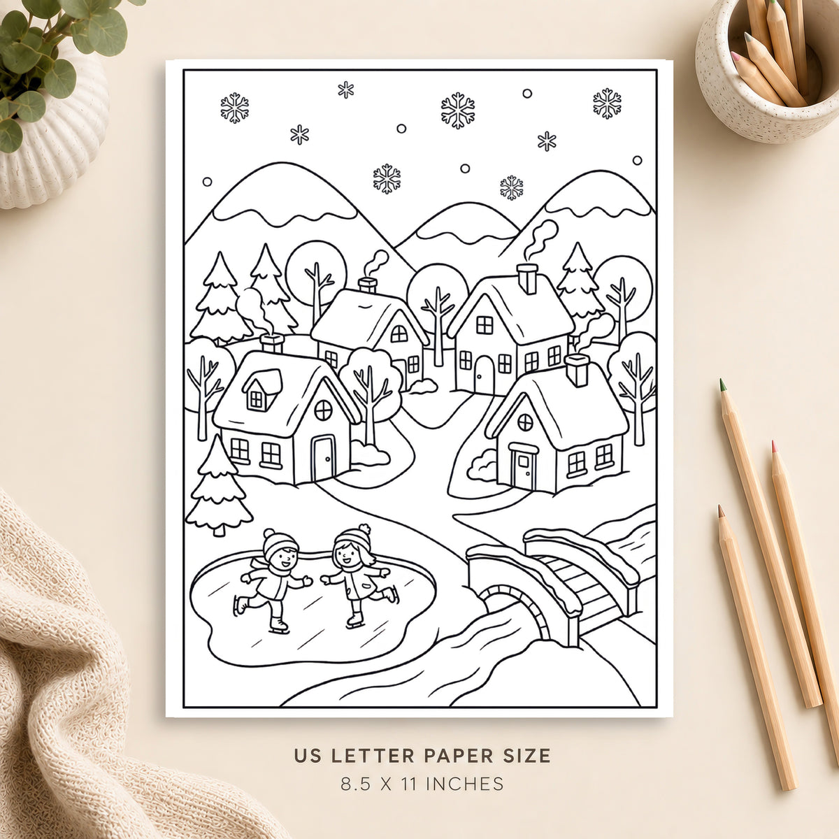 Winter Village Coloring Page 6
