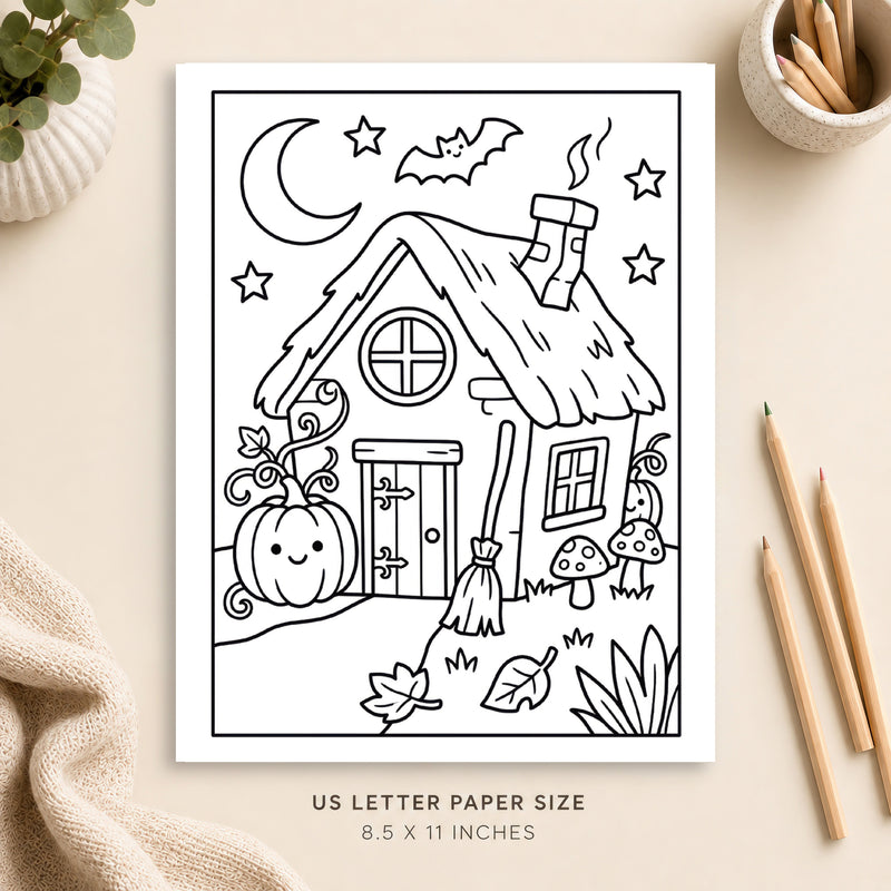 Witchy Cottage Coloring Page 6