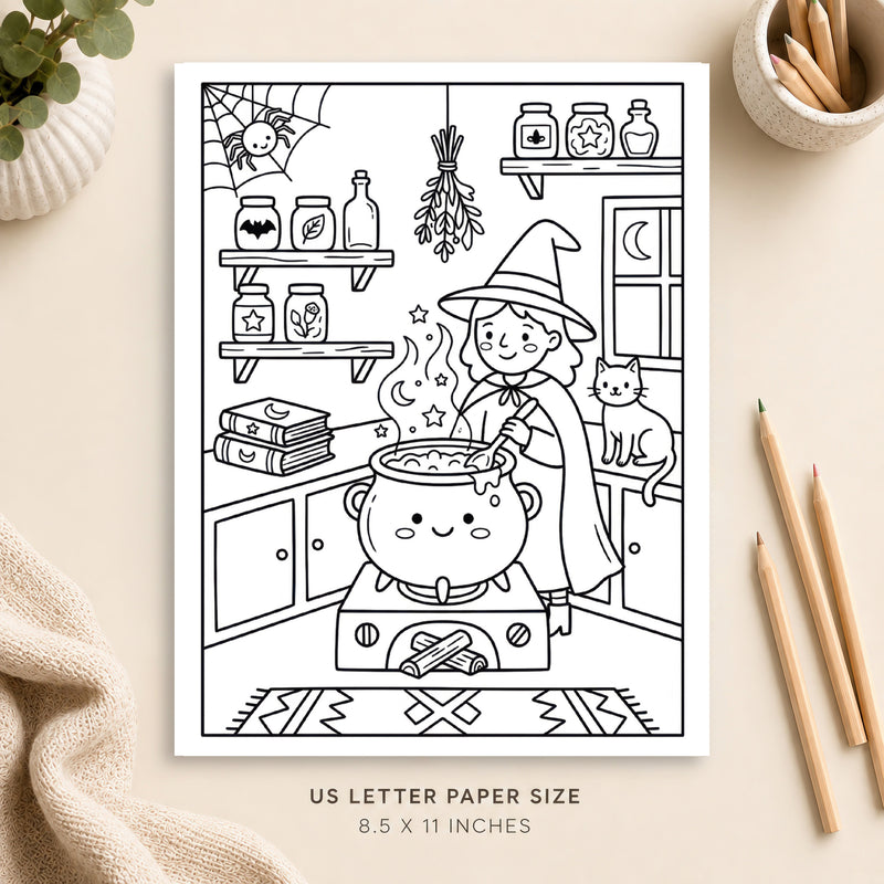 Witchy Kitchen Coloring Page 2