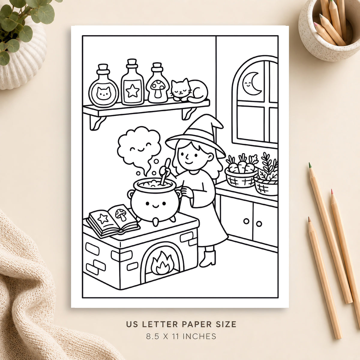 Witchy Kitchen Coloring Page 4