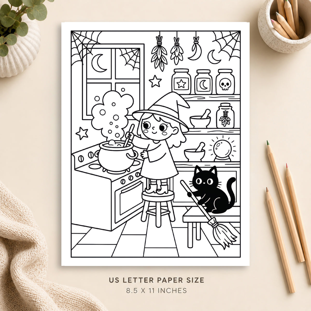 Witchy Kitchen Coloring Page 5