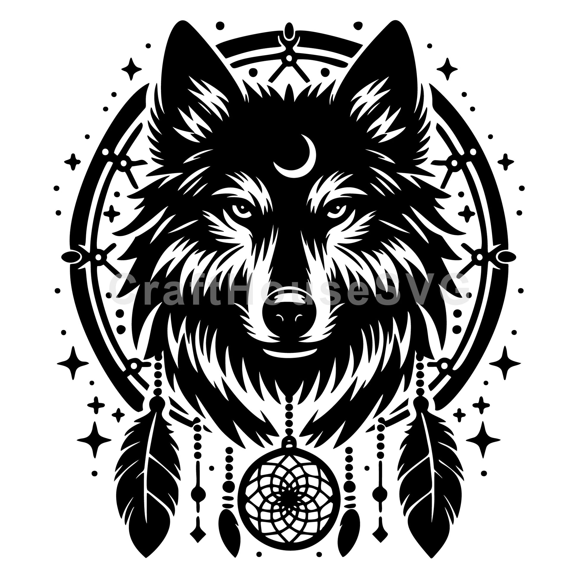 Wolf Dreamcatcher SVG - Craft House SVG