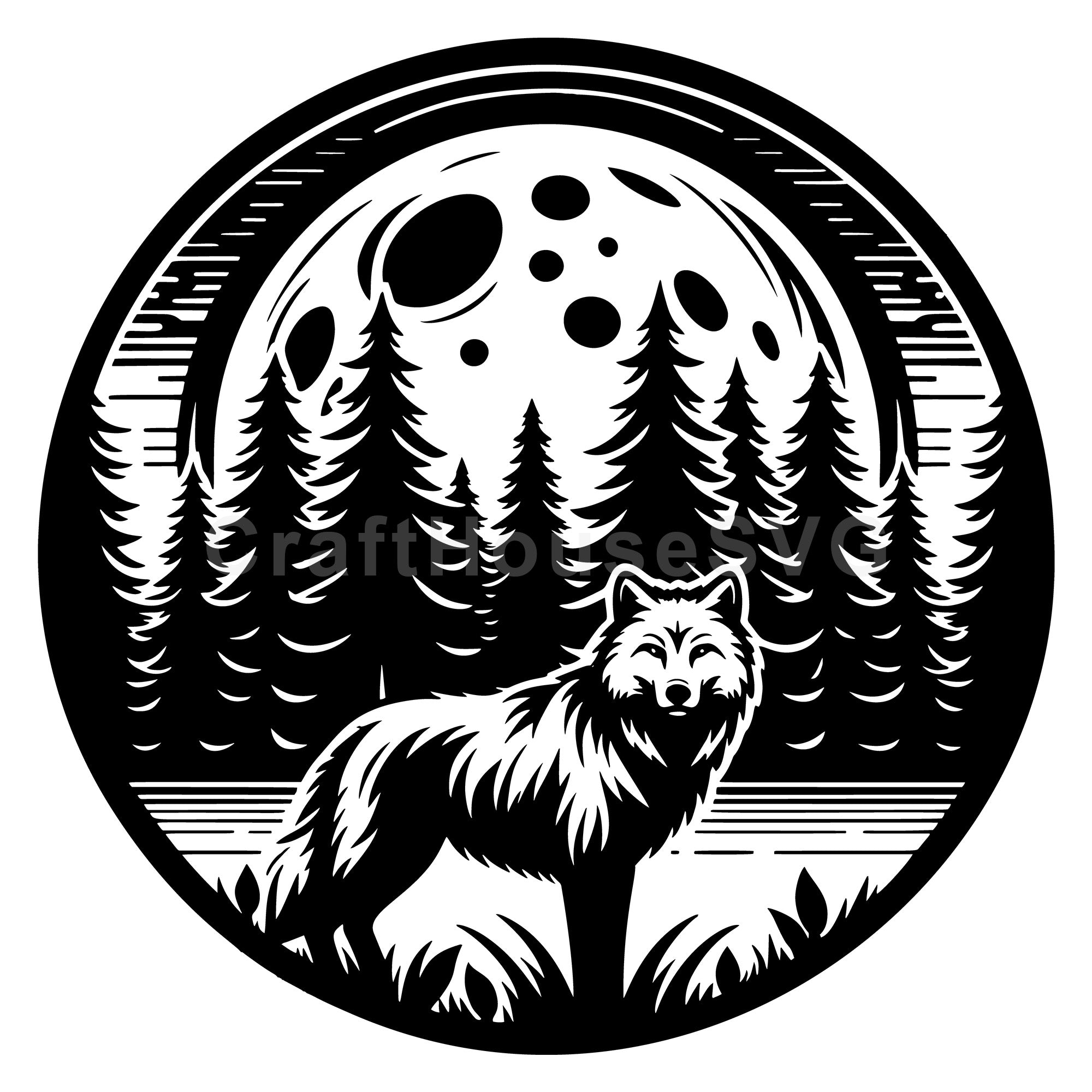 Wolf Forest Scene SVG