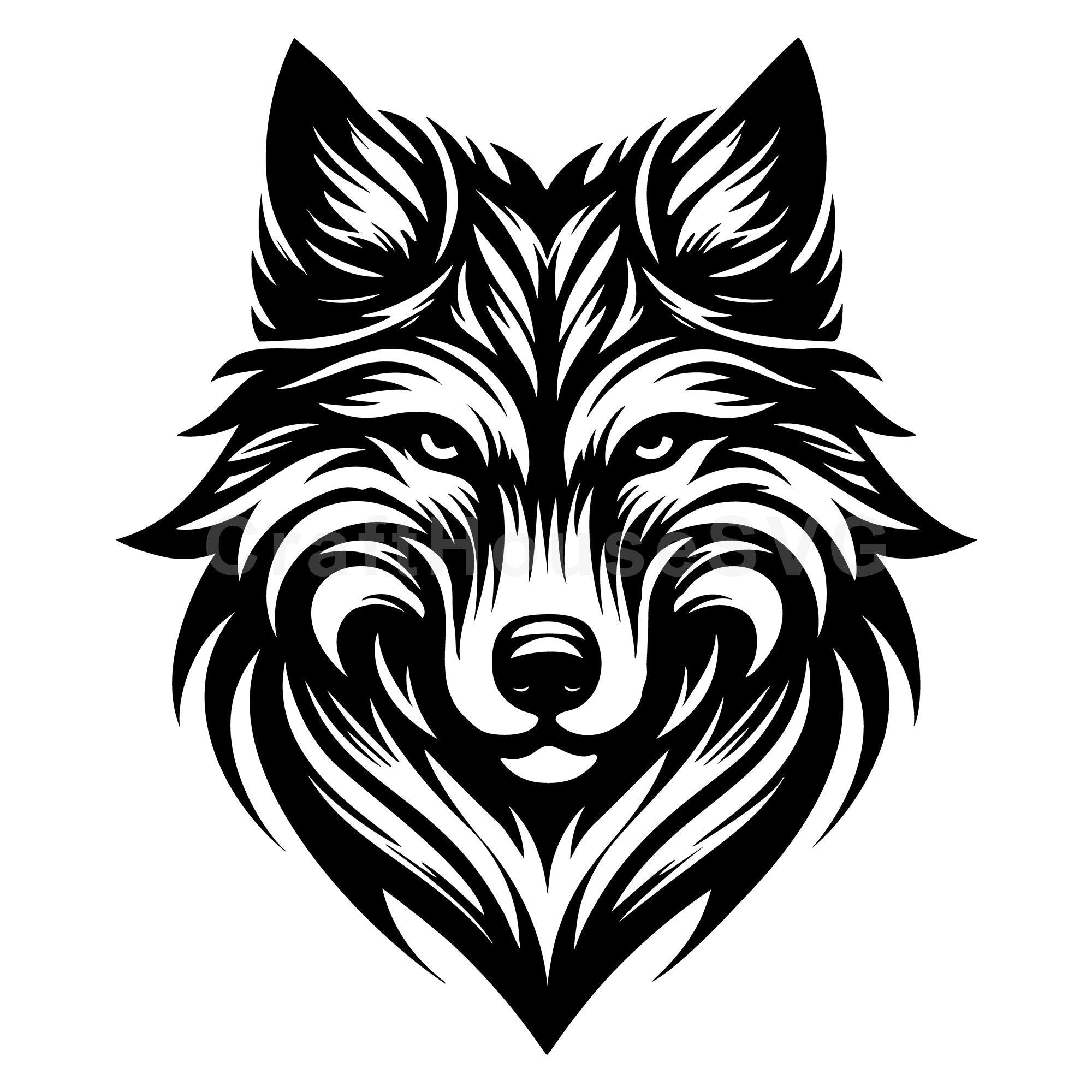 Wolf Head Illustration SVG