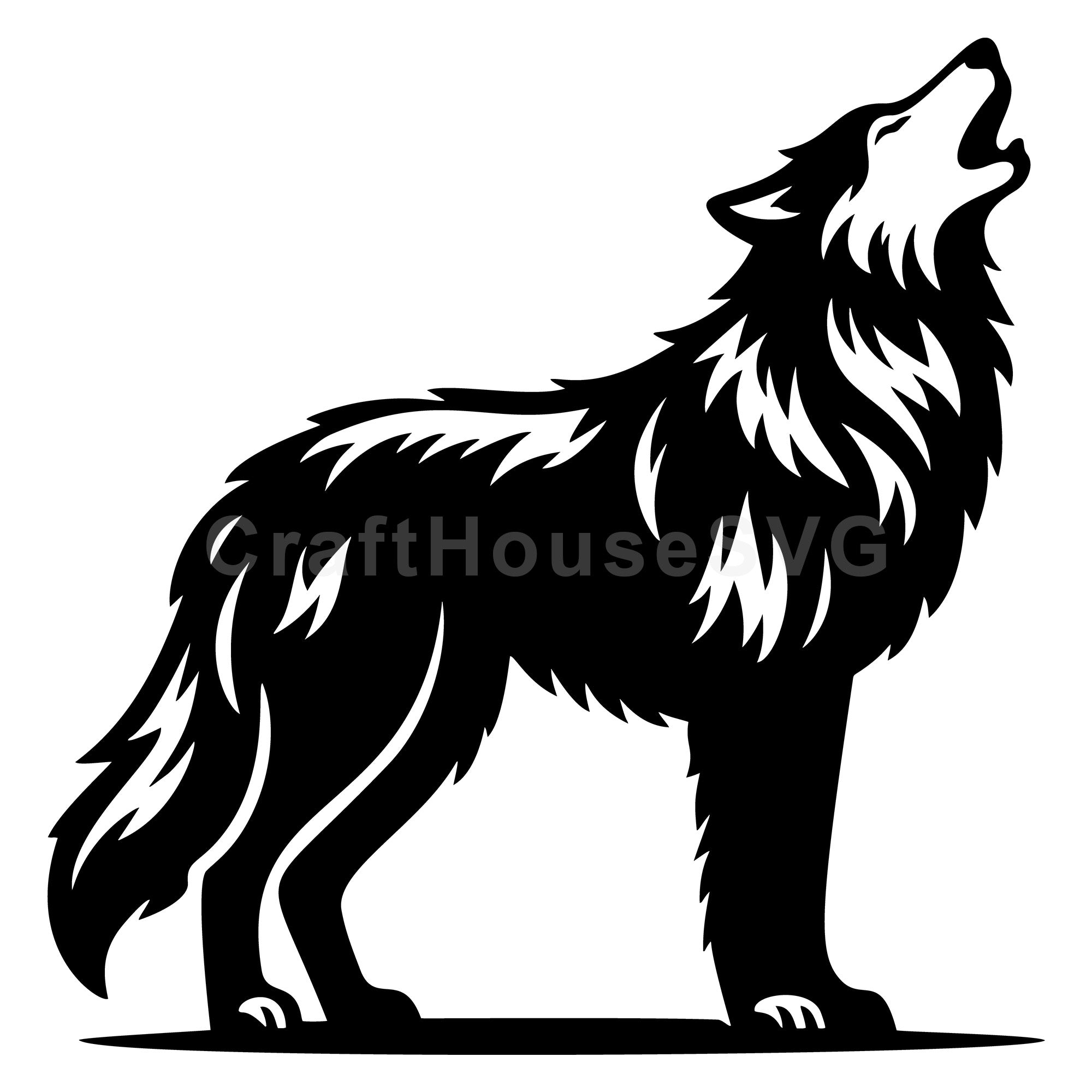 Wolf Standing Howling SVG