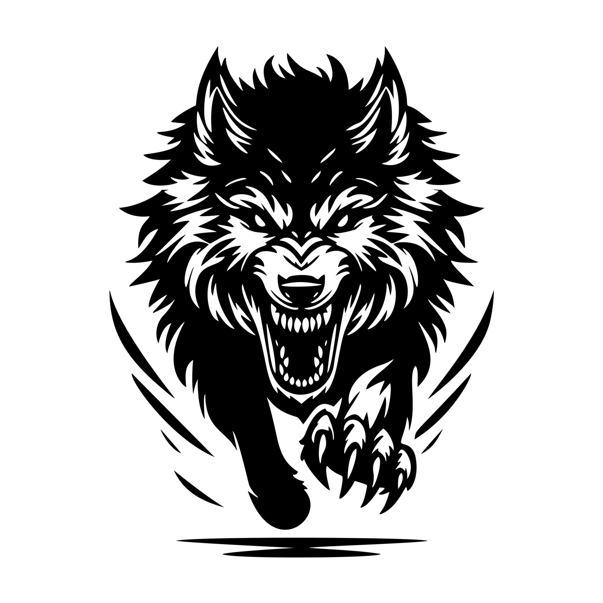 Wolf Attacking SVG design for Cricut, Silhouette, laser cutting, vinyl, sublimation, and craft projects.