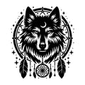 Wolf Dreamcatcher SVG design for Cricut, Silhouette, laser cutting, vinyl, sublimation, and craft projects.