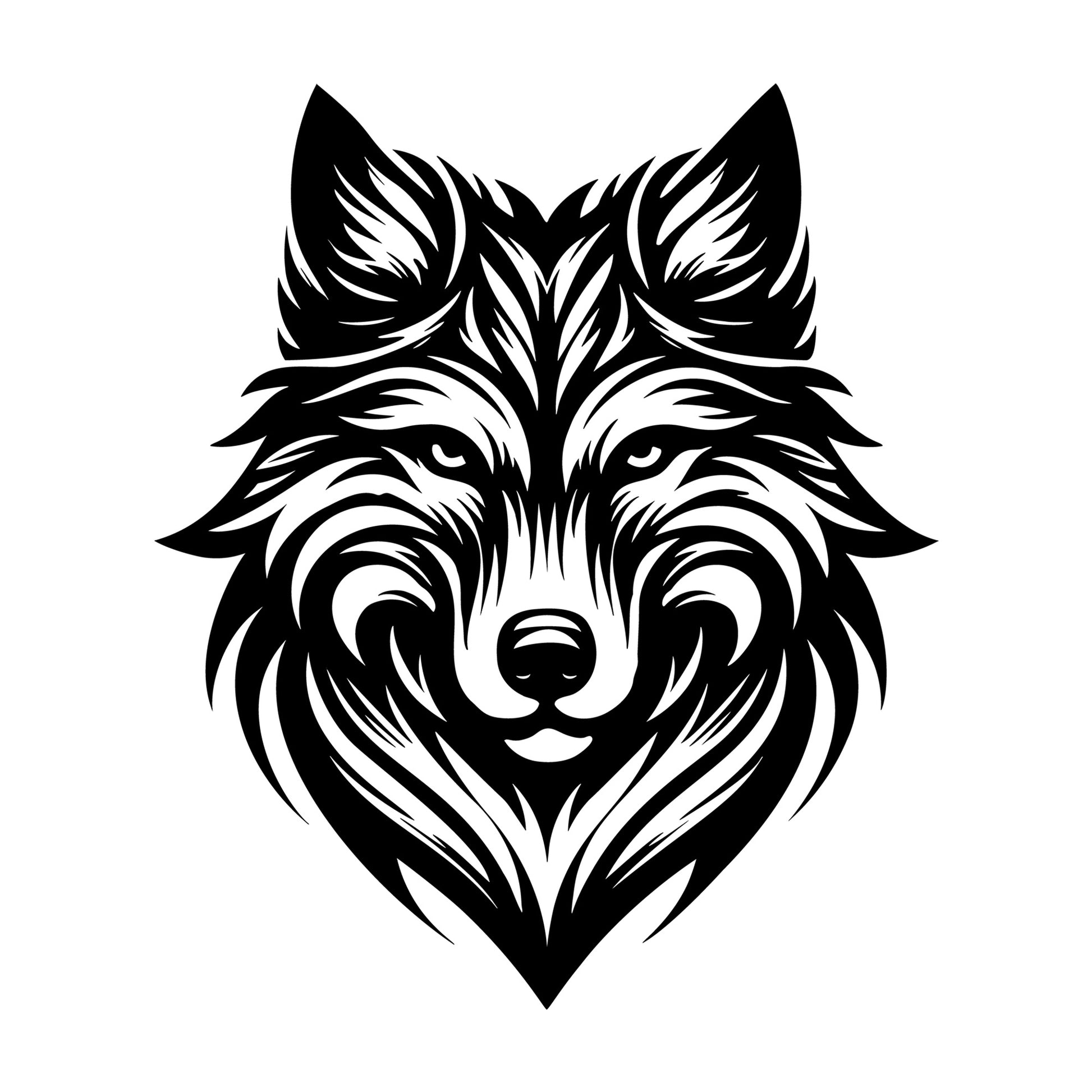 Wolf Head Illustration SVG design for Cricut, Silhouette, laser cutting, vinyl, sublimation, and craft projects.